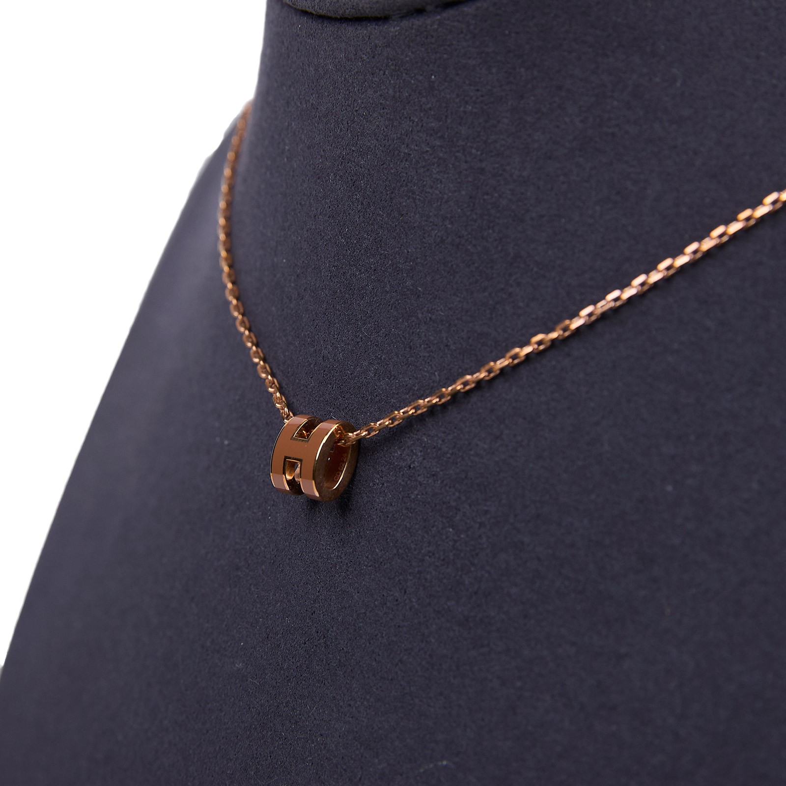 愛馬仕 Hermes Mini Pop H 墜飾 新金色 H147992FOA9 棕MINI POP H項鍊 原廠盒子/防塵袋/購買證明