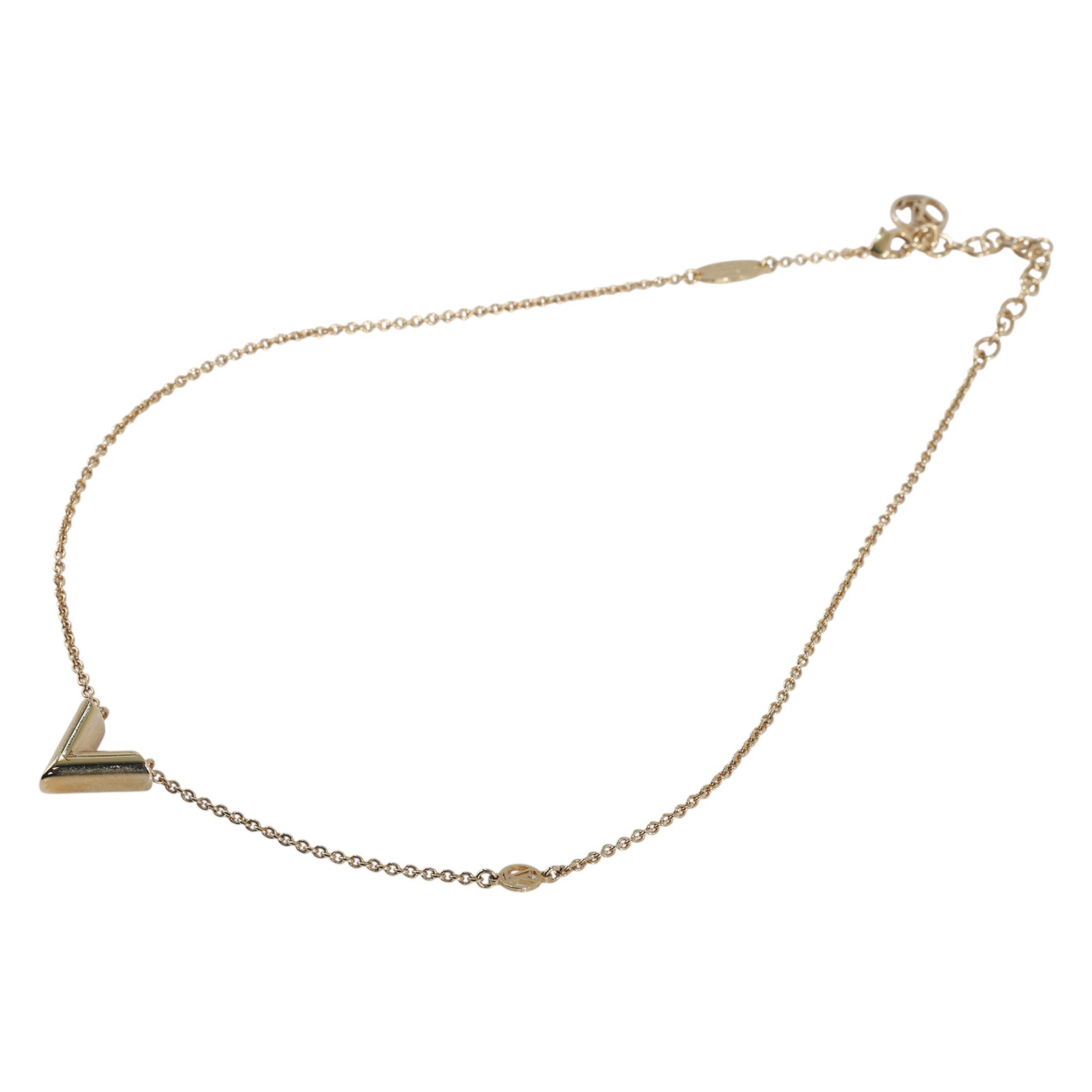路易威登 LOUIS VUITTON Essential V 項鏈 M00857 金ESSENTIAL V項鍊 原廠盒子