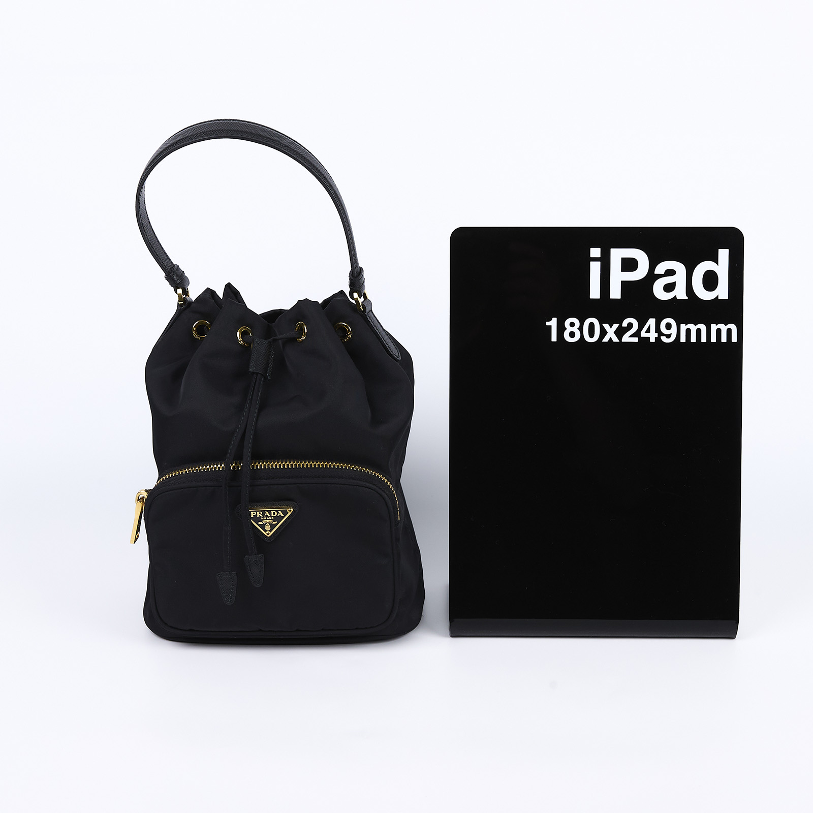 普拉達 PRADA Duet Re-Nylon 水桶袋 1BH038_RV44 黑尼龍水桶包 無附屬品