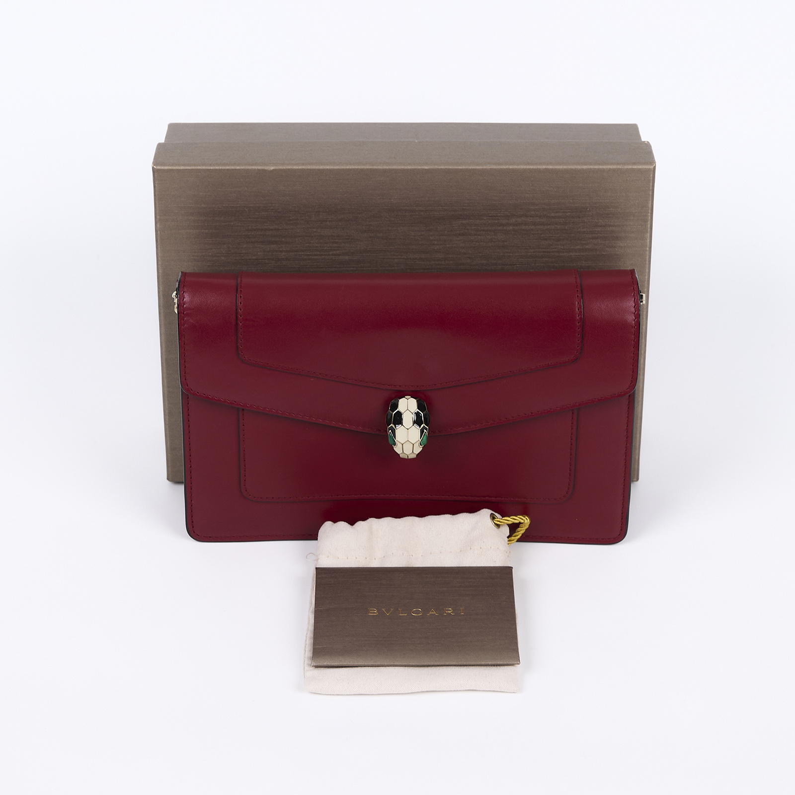 寶格麗 BVLGARI Serpenti Forever 鏈帶包 281300 暗紅蛇頭WOC 原廠盒子
