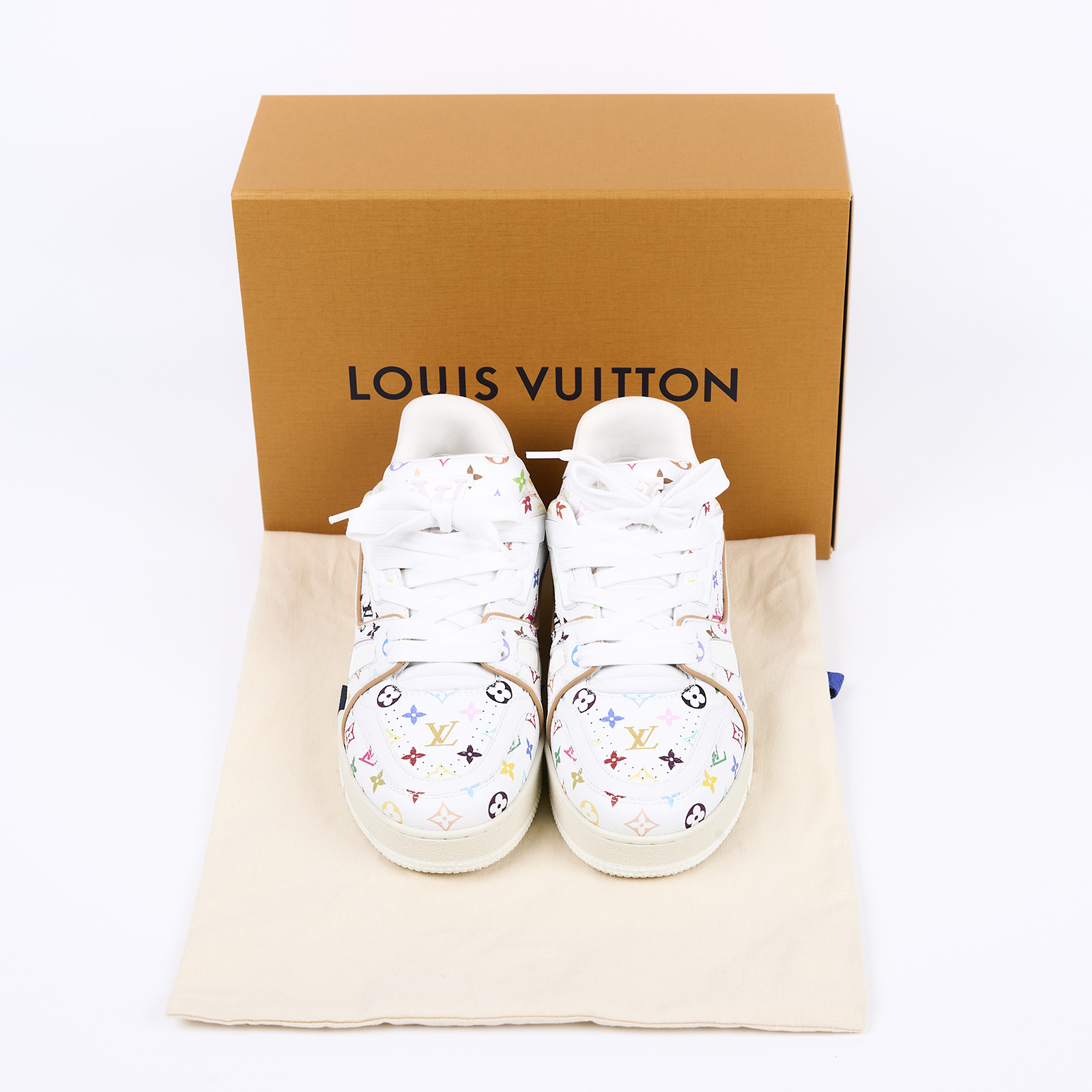 路易威登 LOUIS VUITTON LV Trainer 運動鞋 村上隆 聯名 白色 1AGZDL 白彩TRAINER運動鞋#37 原廠盒子/防塵袋