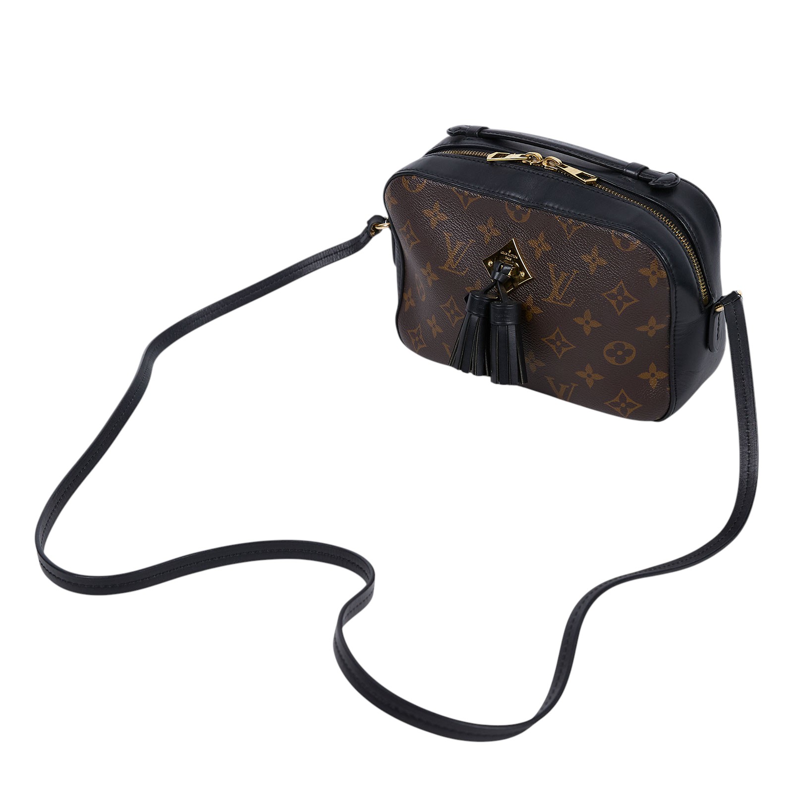 路易威登 LOUIS VUITTON Saintonge 相機包 M43555 黑拼原花流蘇相機包 無附屬品