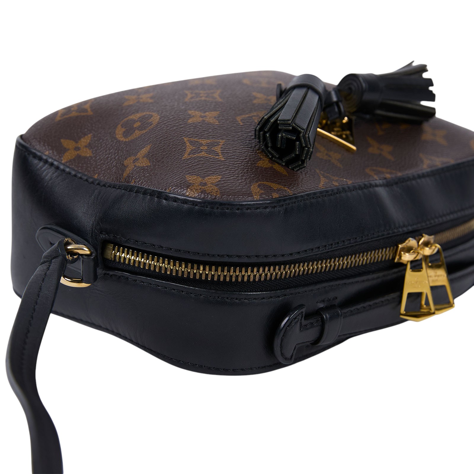 路易威登 LOUIS VUITTON Saintonge 相機包 M43555 黑拼原花流蘇相機包 無附屬品