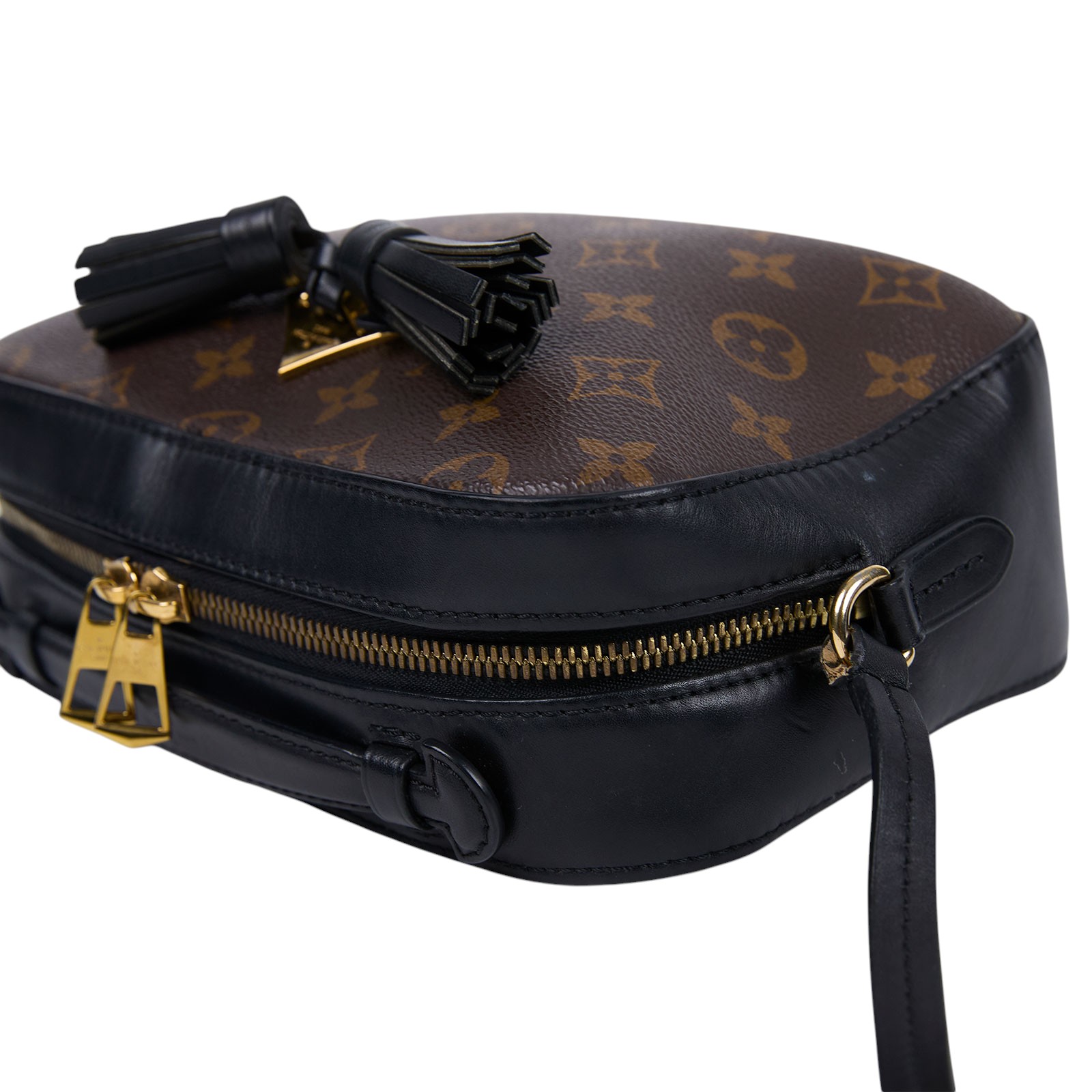 路易威登 LOUIS VUITTON Saintonge 相機包 M43555 黑拼原花流蘇相機包 無附屬品