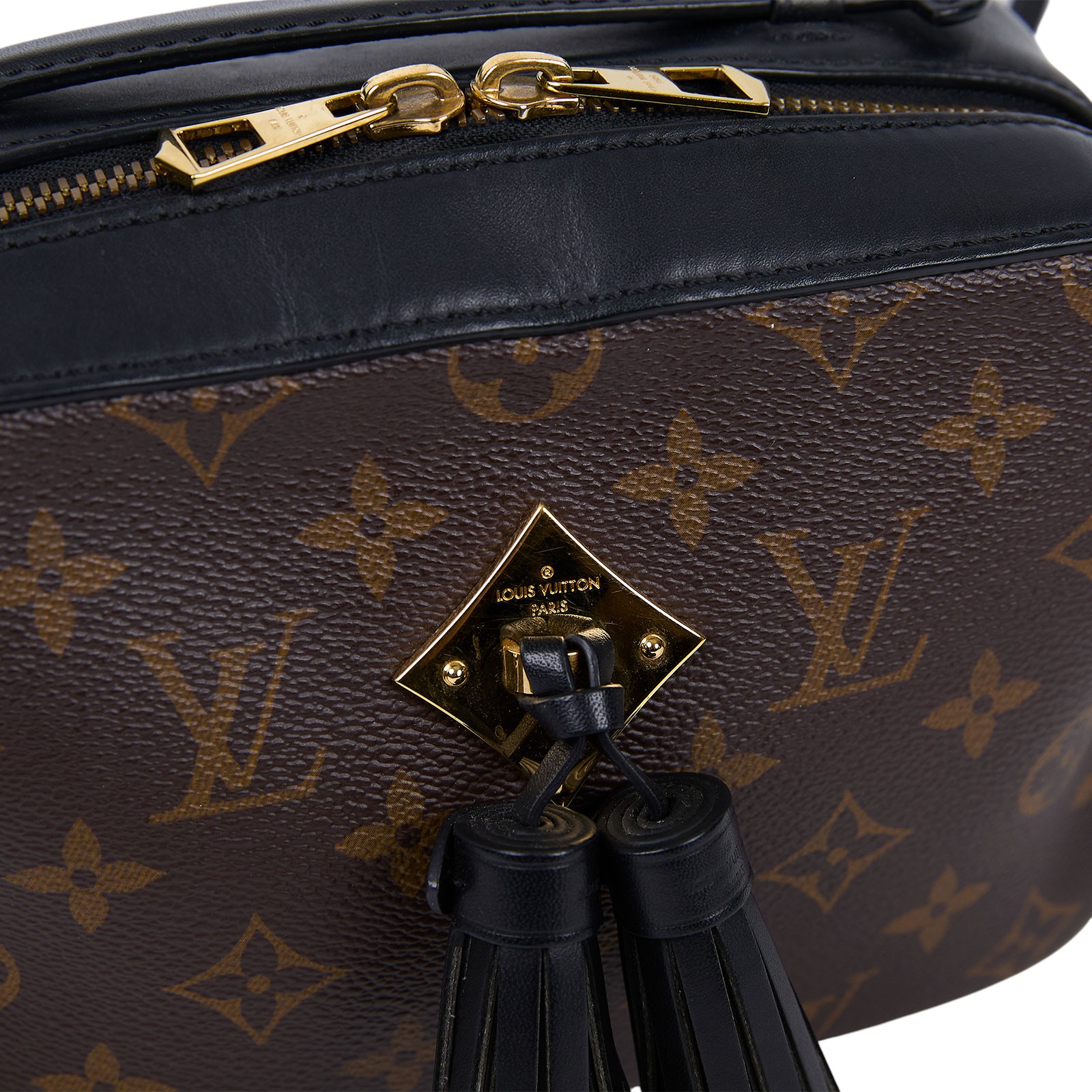 路易威登 LOUIS VUITTON Saintonge 相機包 M43555 黑拼原花流蘇相機包 無附屬品