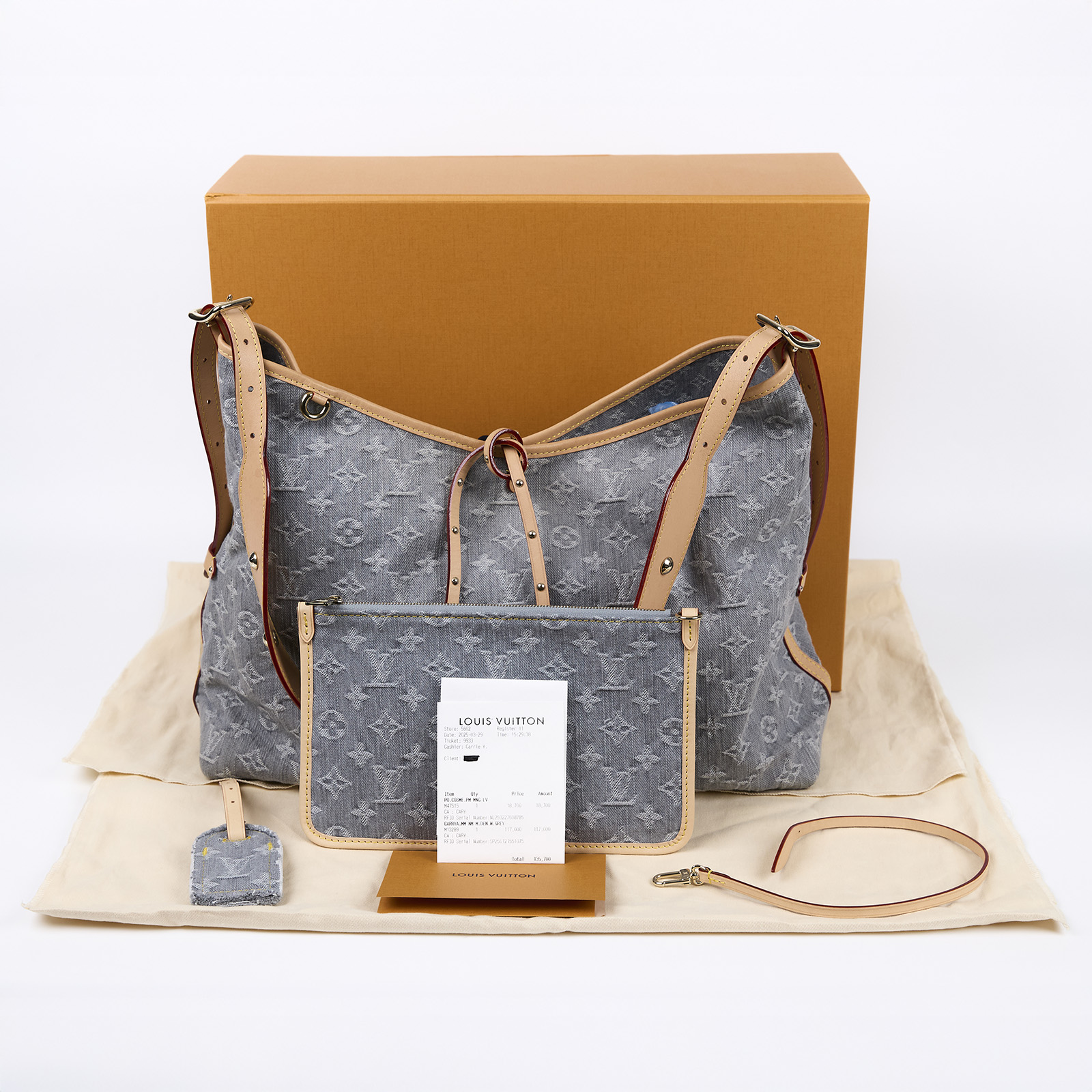 路易威登 LOUIS VUITTON CarryAll MM 丹寧 肩背包 Nautical 系列 M13289 晶片款  原廠盒子/防塵袋