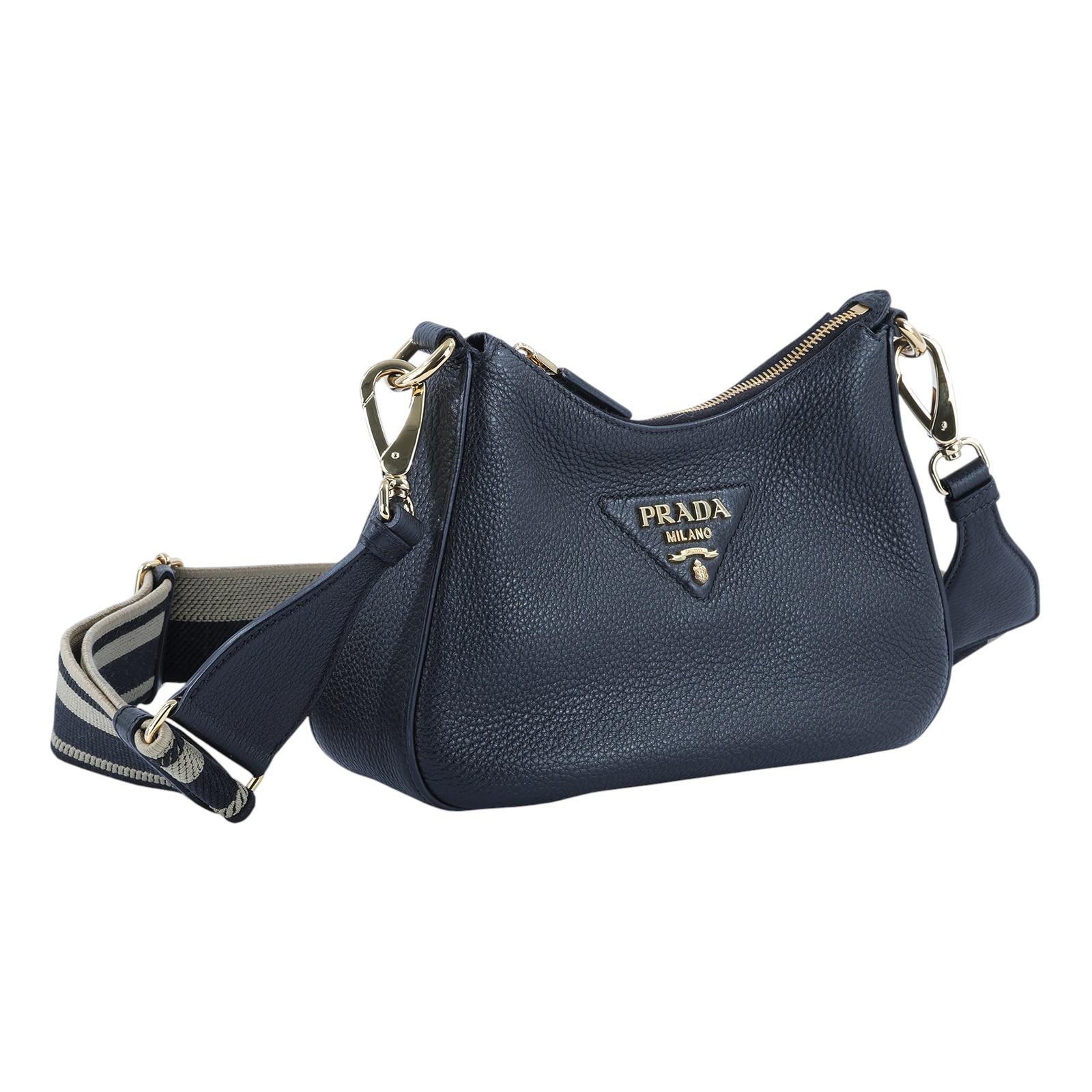 普拉達 PRADA 皮革 單肩包 1BH193_2DKV 黑寬背側背包 防塵袋