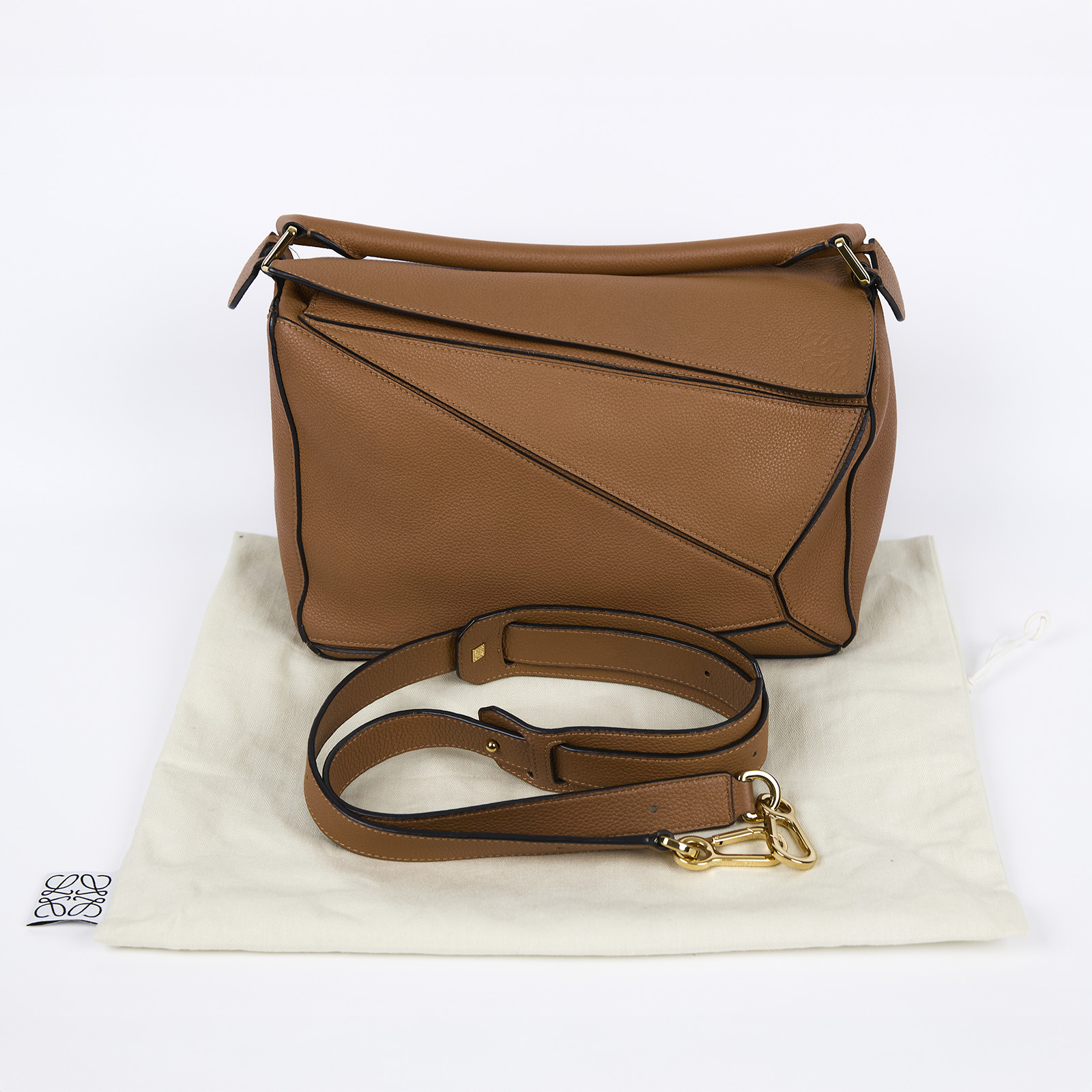 羅意威 LOEWE Medium Puzzle bag 中型 手提 斜背 肩背包 A510P49X14 焦糖PUZZLE 防塵袋