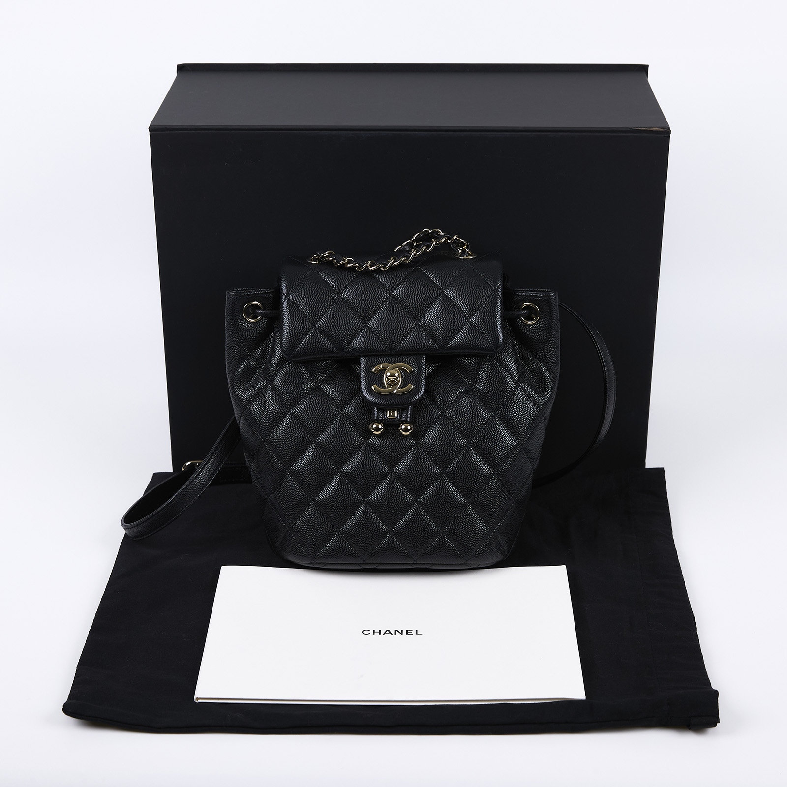 香奈兒 CHANEL 菱格 小型 雙肩 後背包 AS4058 B10876 黑金荔枝牛後背包 原廠盒子/防塵袋