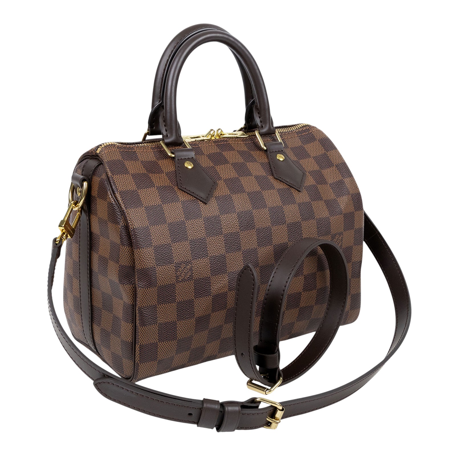 路易威登 LOUIS VUITTON Speedy Bandoulière  25 棕棋盤 手提 斜背 波士頓包 N41368 晶片款  防塵袋/背帶/鎖組/購買證明