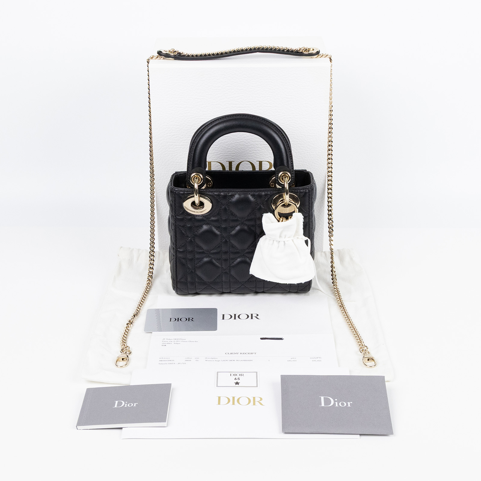迪奧 CHRISTIAN DIOR Lady Dior 迷你 手提 肩背包 羊皮 M0505ONGE  原廠盒子/防塵袋/保證卡/購買證明