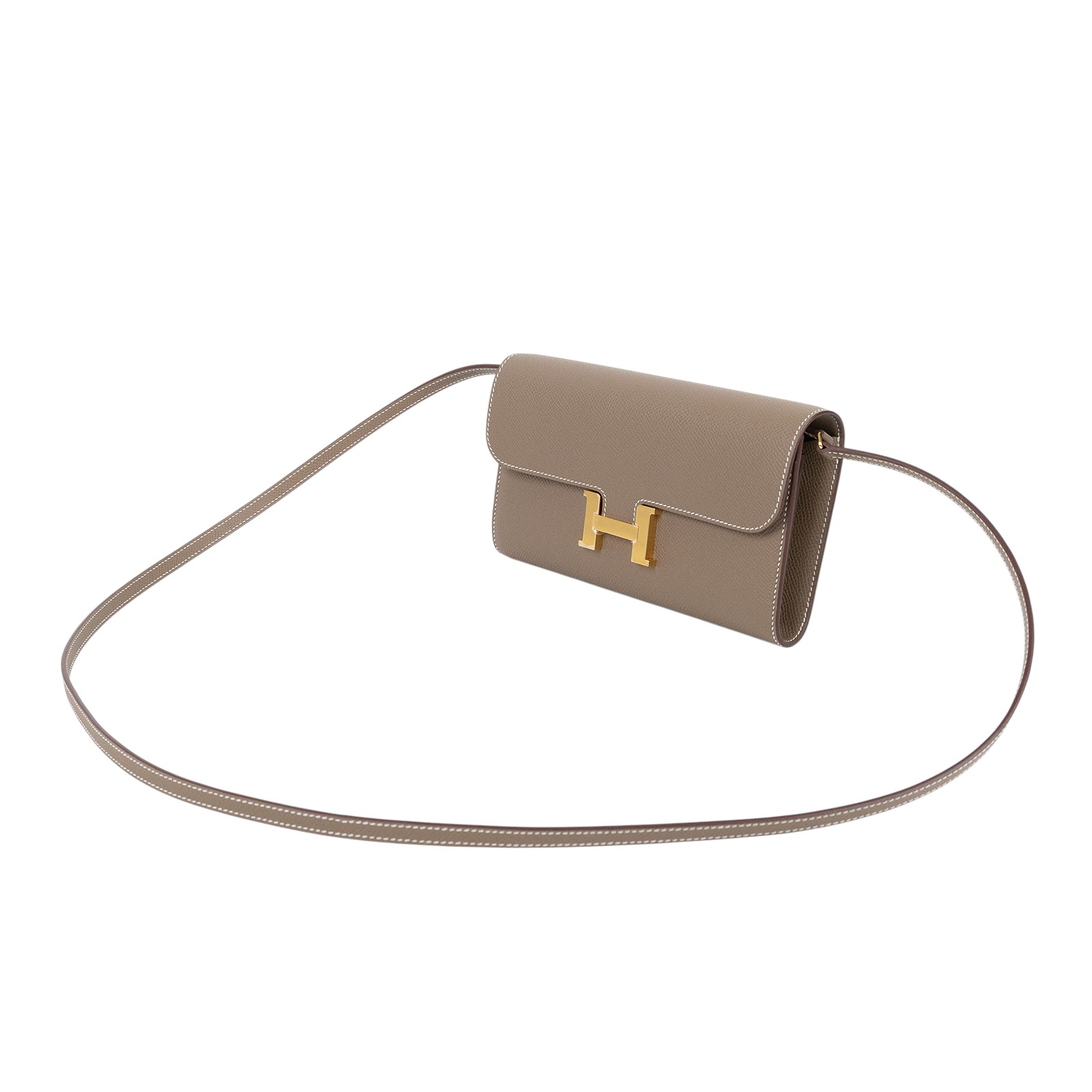 愛馬仕 Hermes Constance to go 康康包 長夾 金色五金 大象灰色 H080125CC18 K   原廠盒子/背帶/購買證明影本