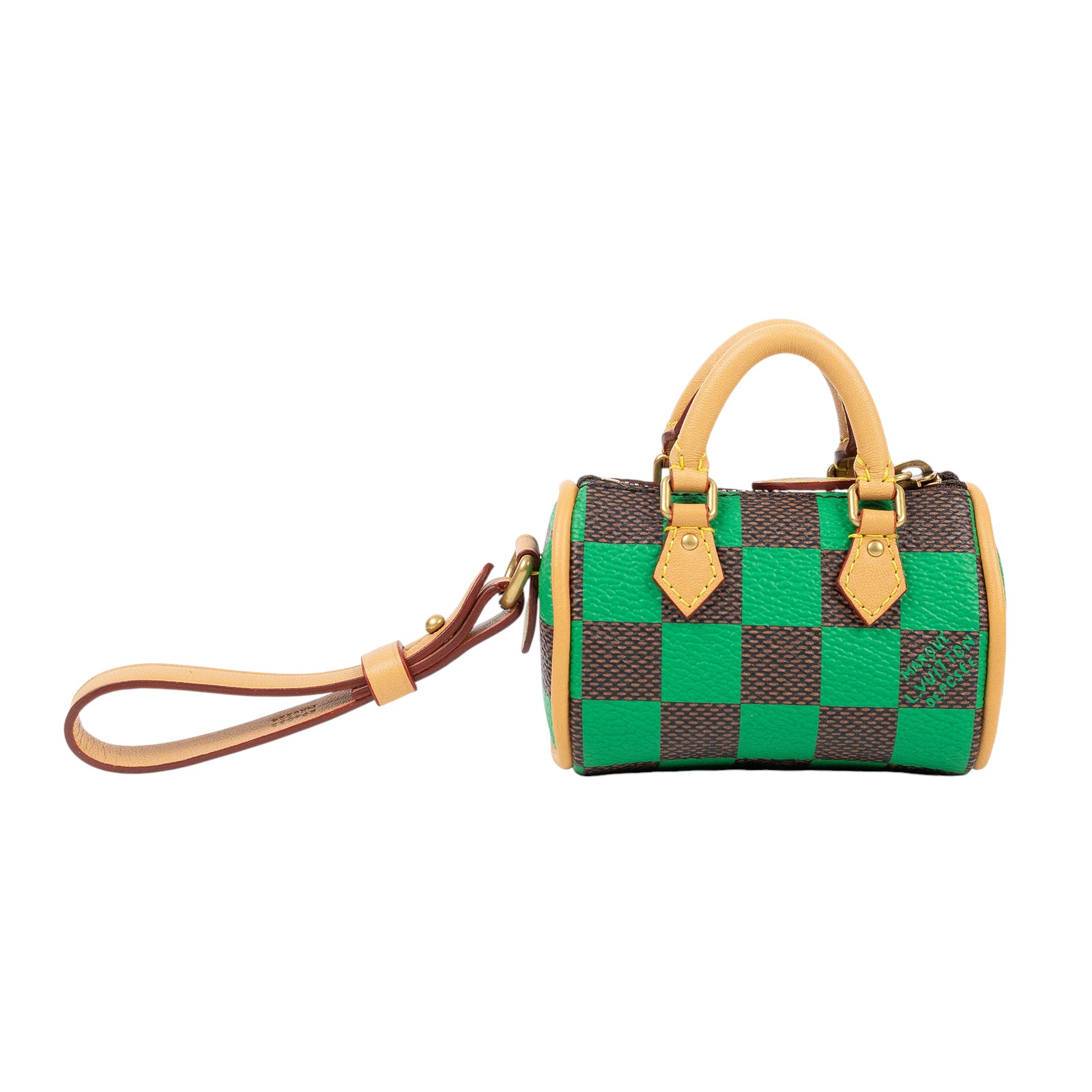 路易威登 LOUIS VUITTON Damier Pop Mini Speedy 手袋吊飾 綠色  綠棕棋盤SPEEDY吊飾 原廠盒子