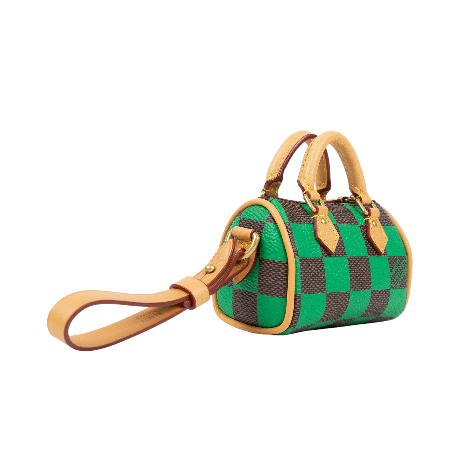 路易威登 LOUIS VUITTON Damier Pop Mini Speedy 手袋吊飾 綠色  綠棕棋盤SPEEDY吊飾 原廠盒子