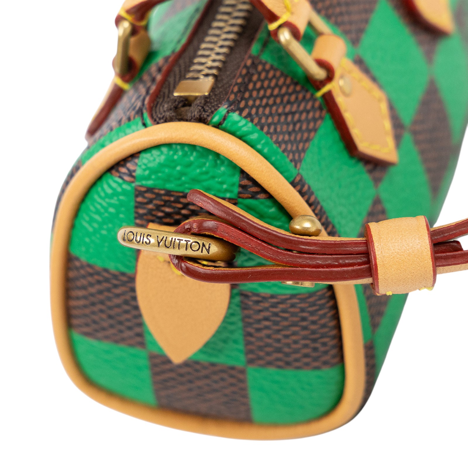 路易威登 LOUIS VUITTON Damier Pop Mini Speedy 手袋吊飾 綠色  綠棕棋盤SPEEDY吊飾 原廠盒子