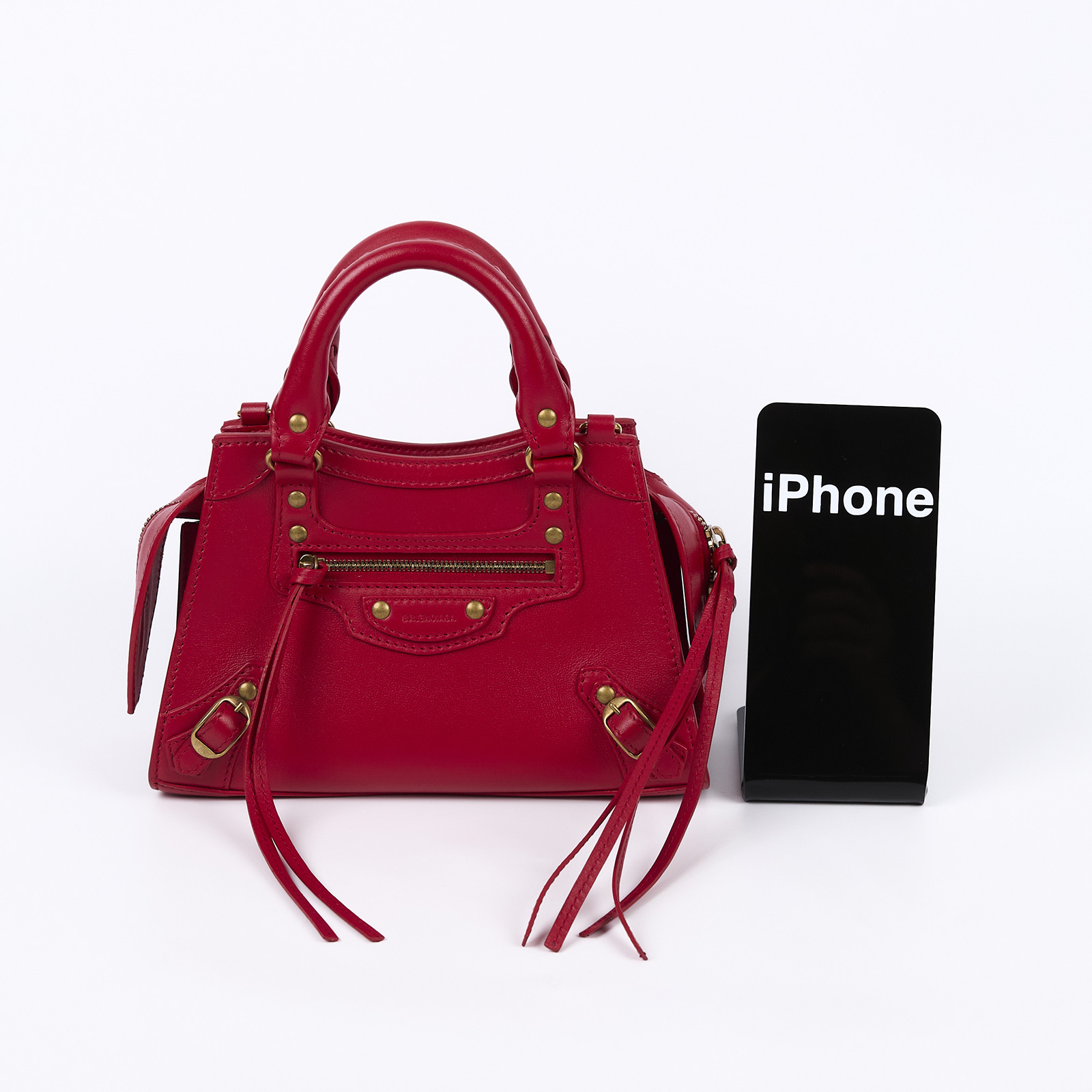 巴黎世家 BALENCIAGA Neo Calassic 迷你 機車包 63852415Y4Y 紅NEO CLASSIC MINI 防塵袋
