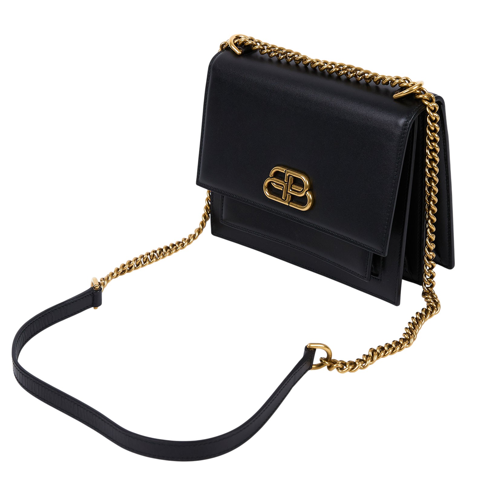 巴黎世家 BALENCIAGA 手提包 5806410D22M 黑金硬殼鍊包 防塵袋