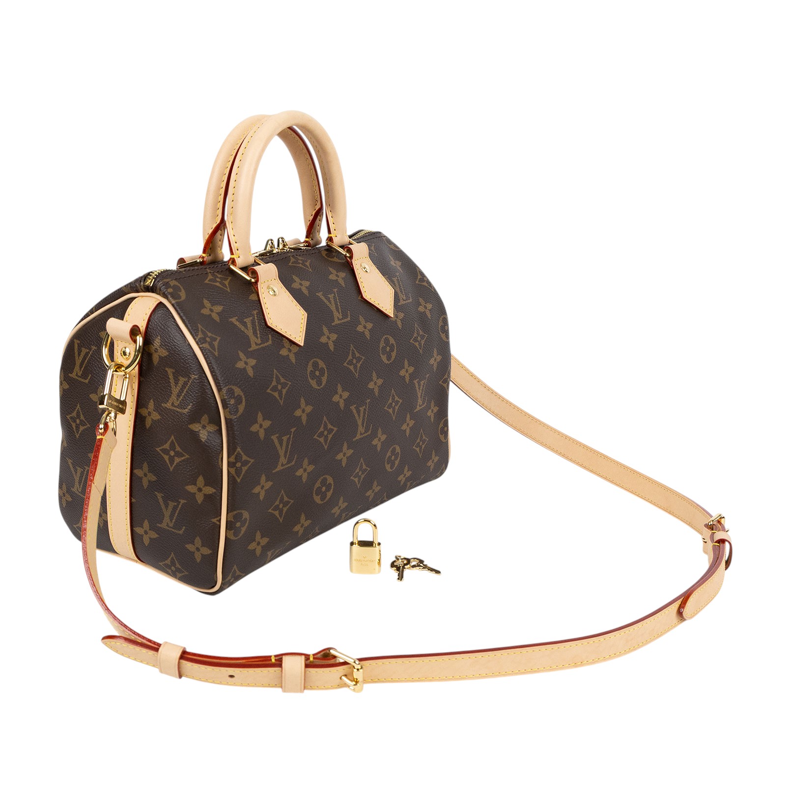 路易威登 LOUIS VUITTON Speedy Bandoulière 25  波士頓包 手提包 經典帆布 M46977 晶片款  防塵袋/背帶/鎖組