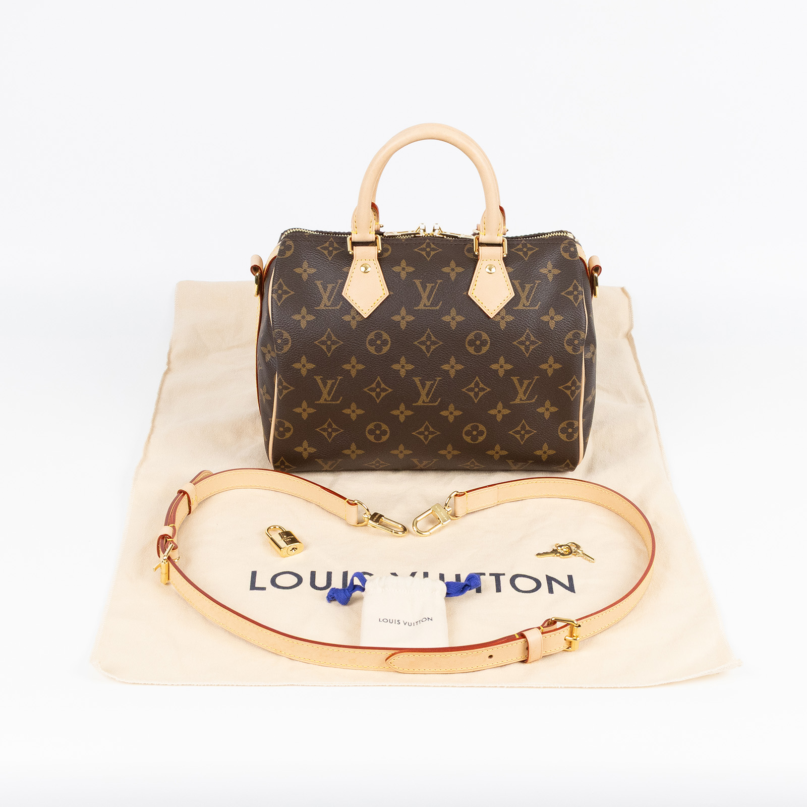 路易威登 LOUIS VUITTON Speedy Bandoulière 25  波士頓包 手提包 經典帆布 M46977 晶片款  防塵袋/背帶/鎖組