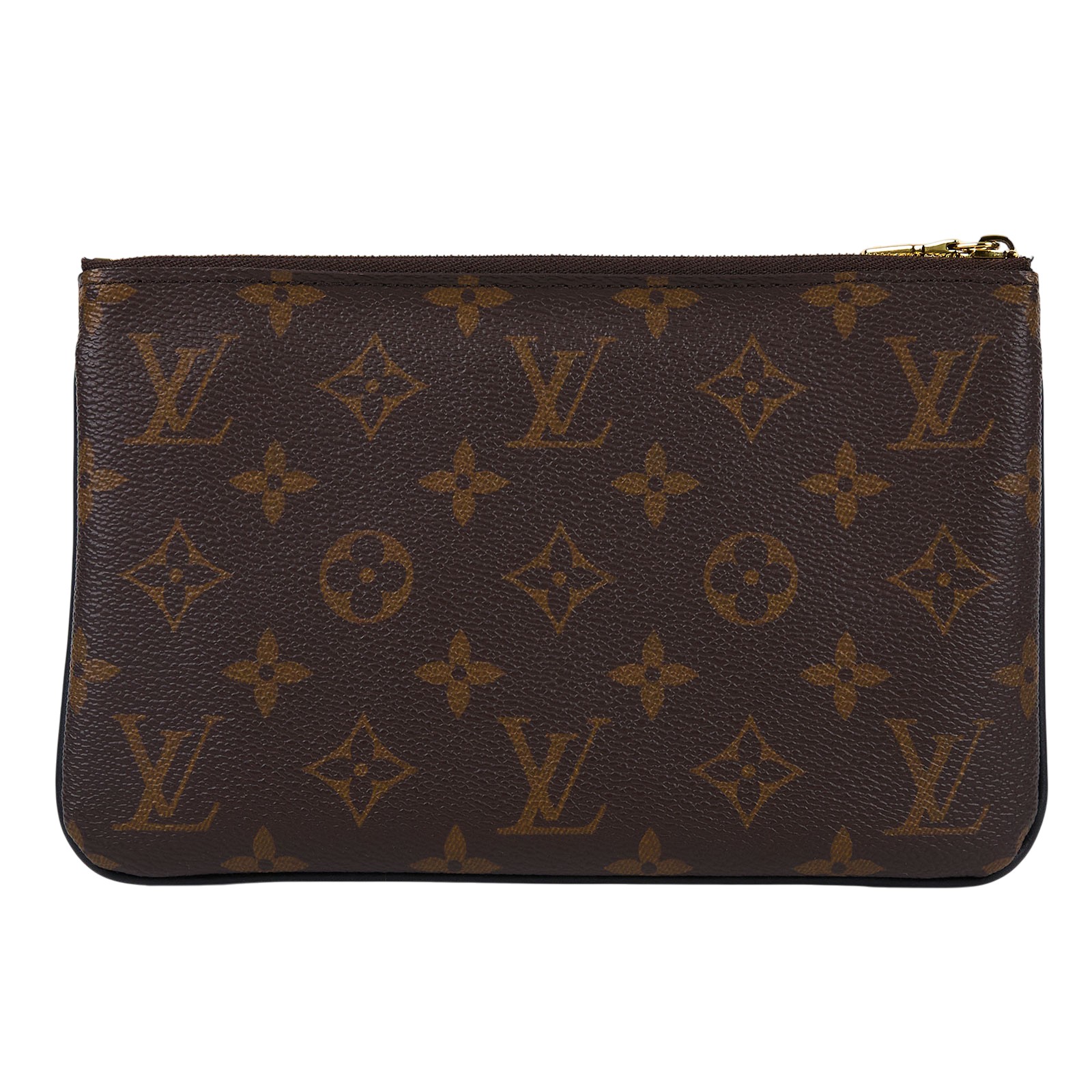 路易威登 LOUIS VUITTON Double Zip Pochette Reverse 帆布 多夾層手拿 斜背包 M69203 晶片款  防塵袋