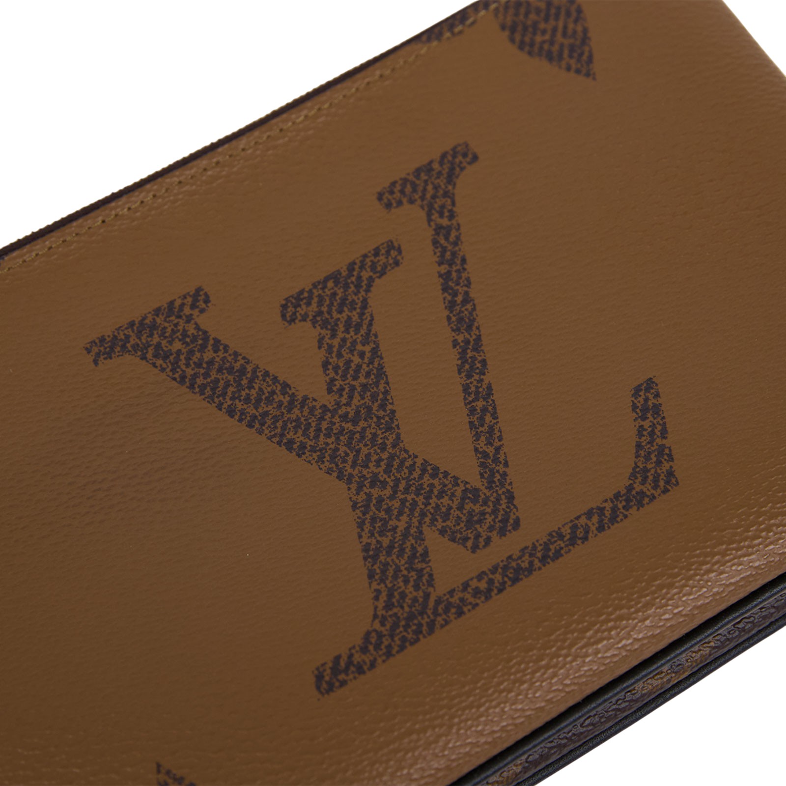 路易威登 LOUIS VUITTON Double Zip Pochette Reverse 帆布 多夾層手拿 斜背包 M69203 晶片款  防塵袋