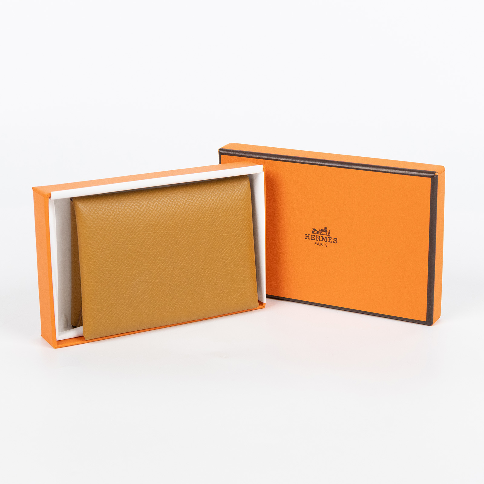 愛馬仕 Hermes Calvi Duo 卡包 CALD B刻 棕CALVI DUO 原廠盒子