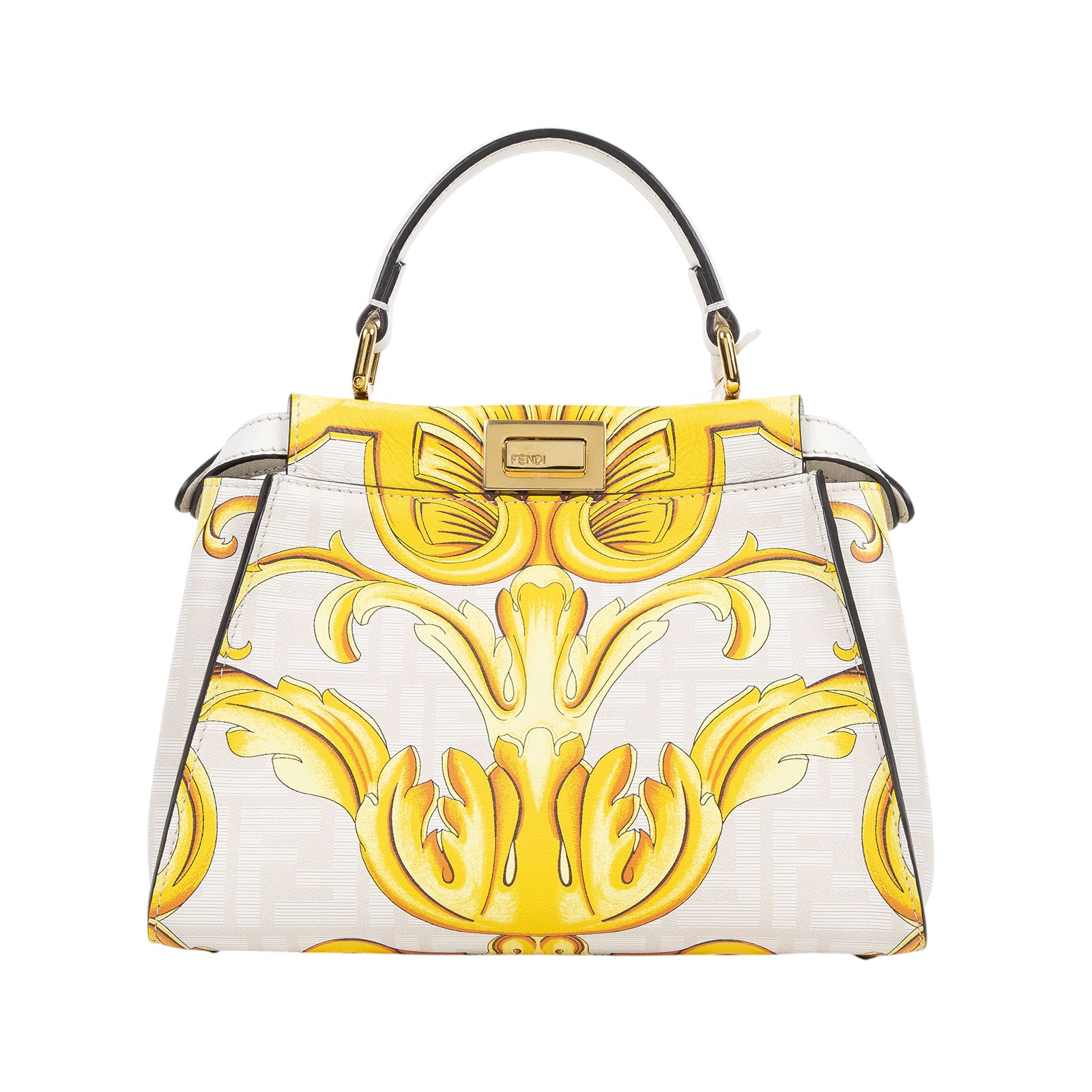 芬迪 FENDI Peekaboo 迷你 皮革 肩背 手提包 Versace 8BN244AKB6  原廠盒子/防塵袋/背帶