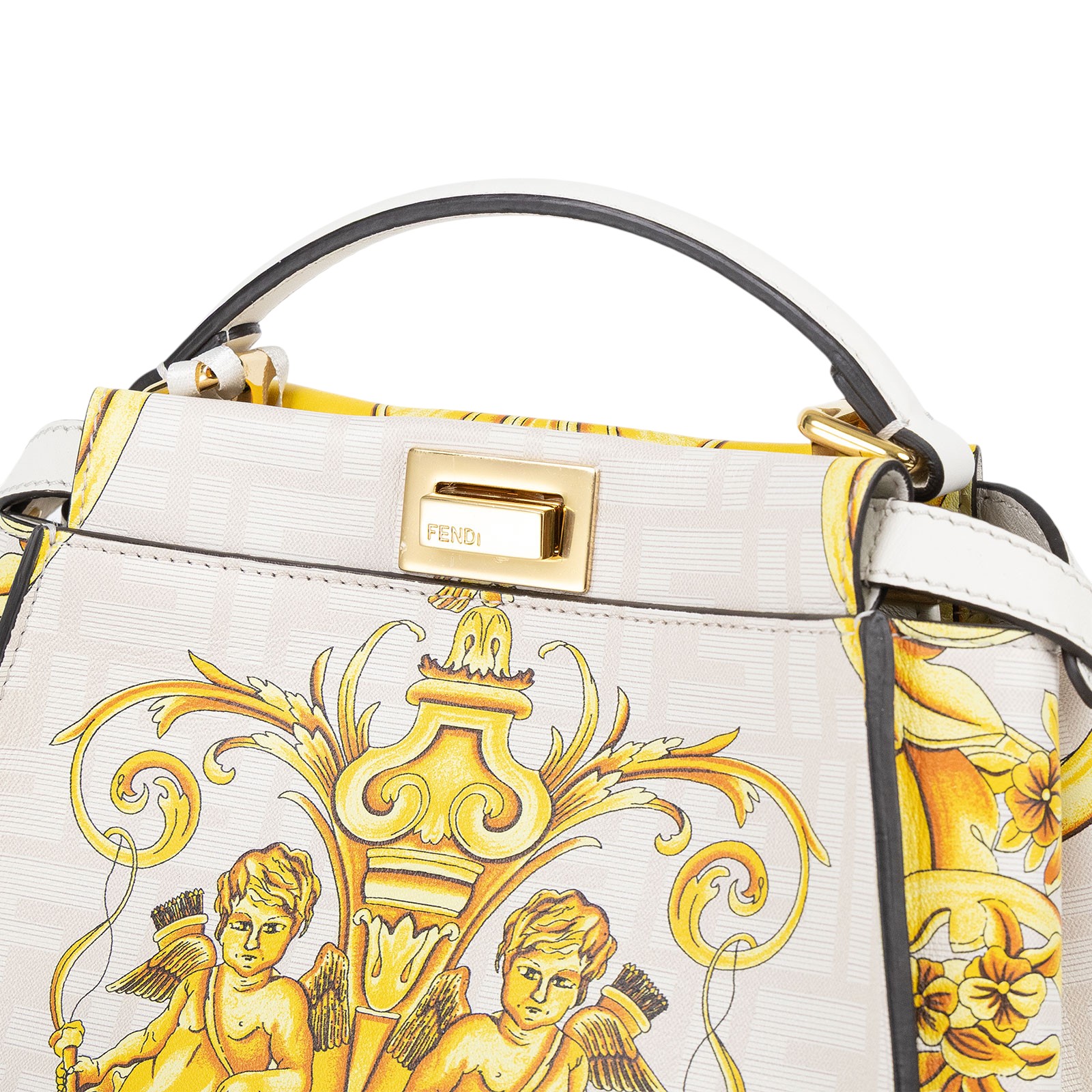 芬迪 FENDI Peekaboo 迷你 皮革 肩背 手提包 Versace 8BN244AKB6  原廠盒子/防塵袋/背帶