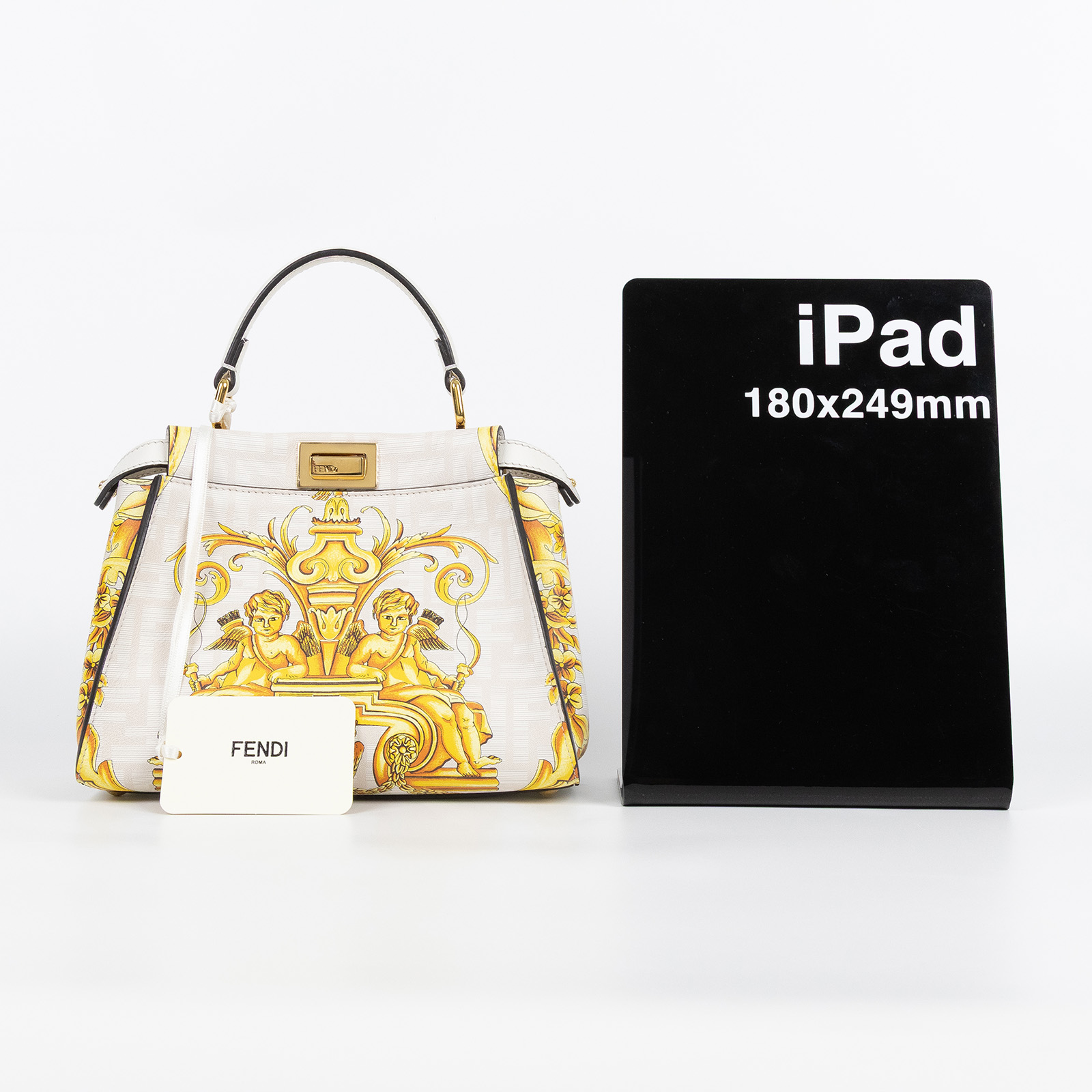 芬迪 FENDI Peekaboo 迷你 皮革 肩背 手提包 Versace 8BN244AKB6  原廠盒子/防塵袋/背帶