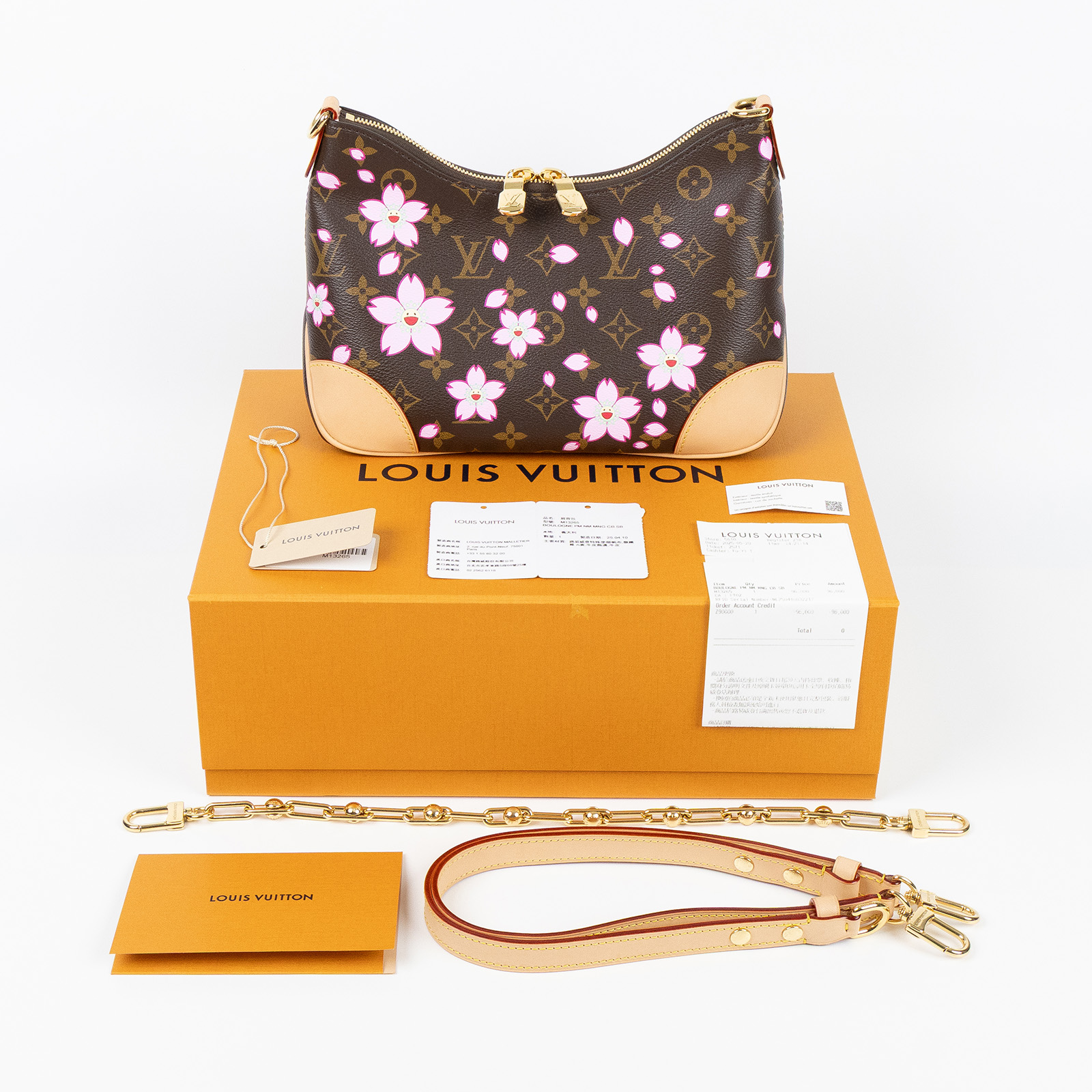 路易威登 LOUIS VUITTON Boulogne PM 牛角包 村上隆聯名 M13265 晶片款  原廠盒子/鍊帶/背帶/購買證明