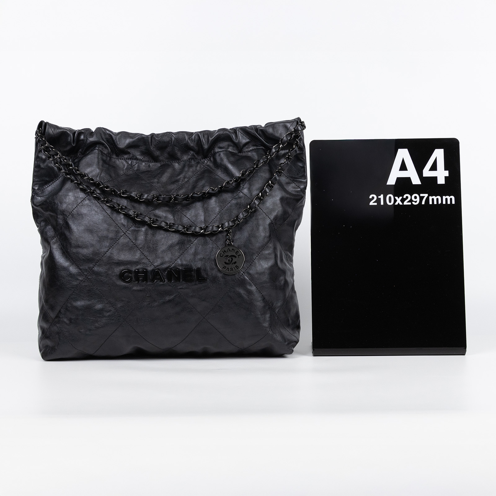 香奈兒 CHANEL 22 小型 束口包 AS3260 晶片款 黑SO BLACK 22包 小號 　角擦 防塵袋(邊角擦傷)