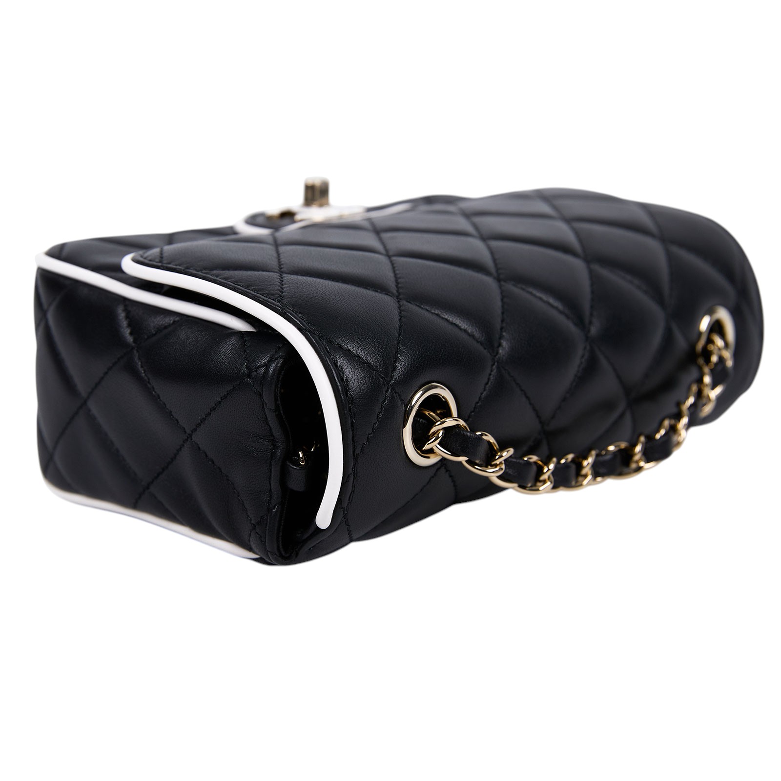 香奈兒 CHANEL 方胖 口蓋包 AS5151 B19381 晶片款 白邊黑方胖 原廠盒子/防塵袋/購買證明