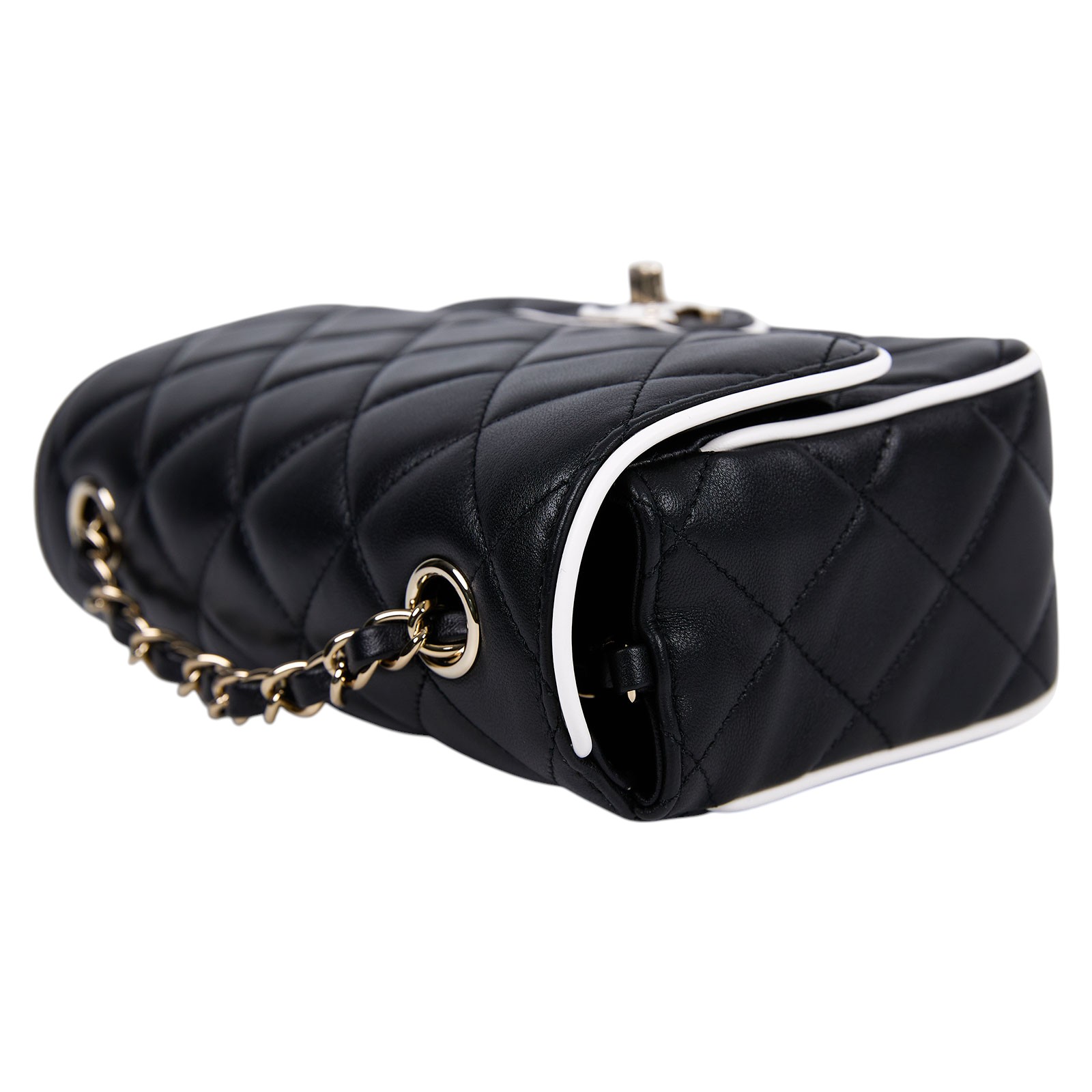 香奈兒 CHANEL 方胖 口蓋包 AS5151 B19381 晶片款 白邊黑方胖 原廠盒子/防塵袋/購買證明