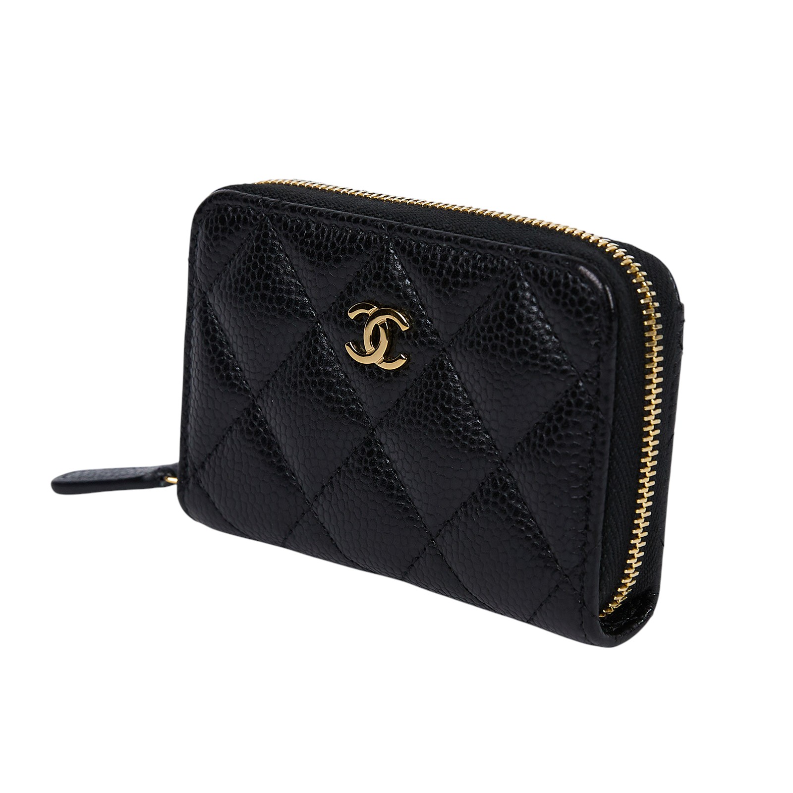 香奈兒 CHANEL 卡片零錢夾 荔枝皮 CC LOGO A69271 晶片款 黑荔枝零錢包 原廠盒子/防塵袋