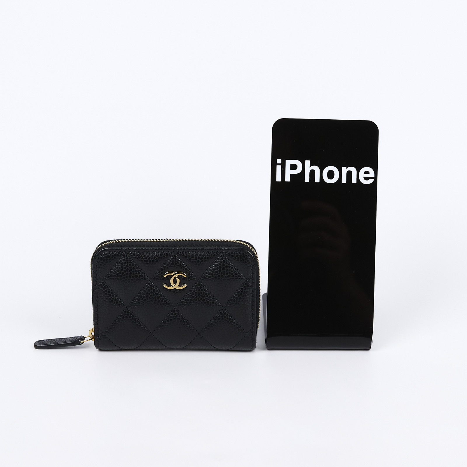 香奈兒 CHANEL 卡片零錢夾 荔枝皮 CC LOGO A69271 晶片款 黑荔枝零錢包 原廠盒子/防塵袋