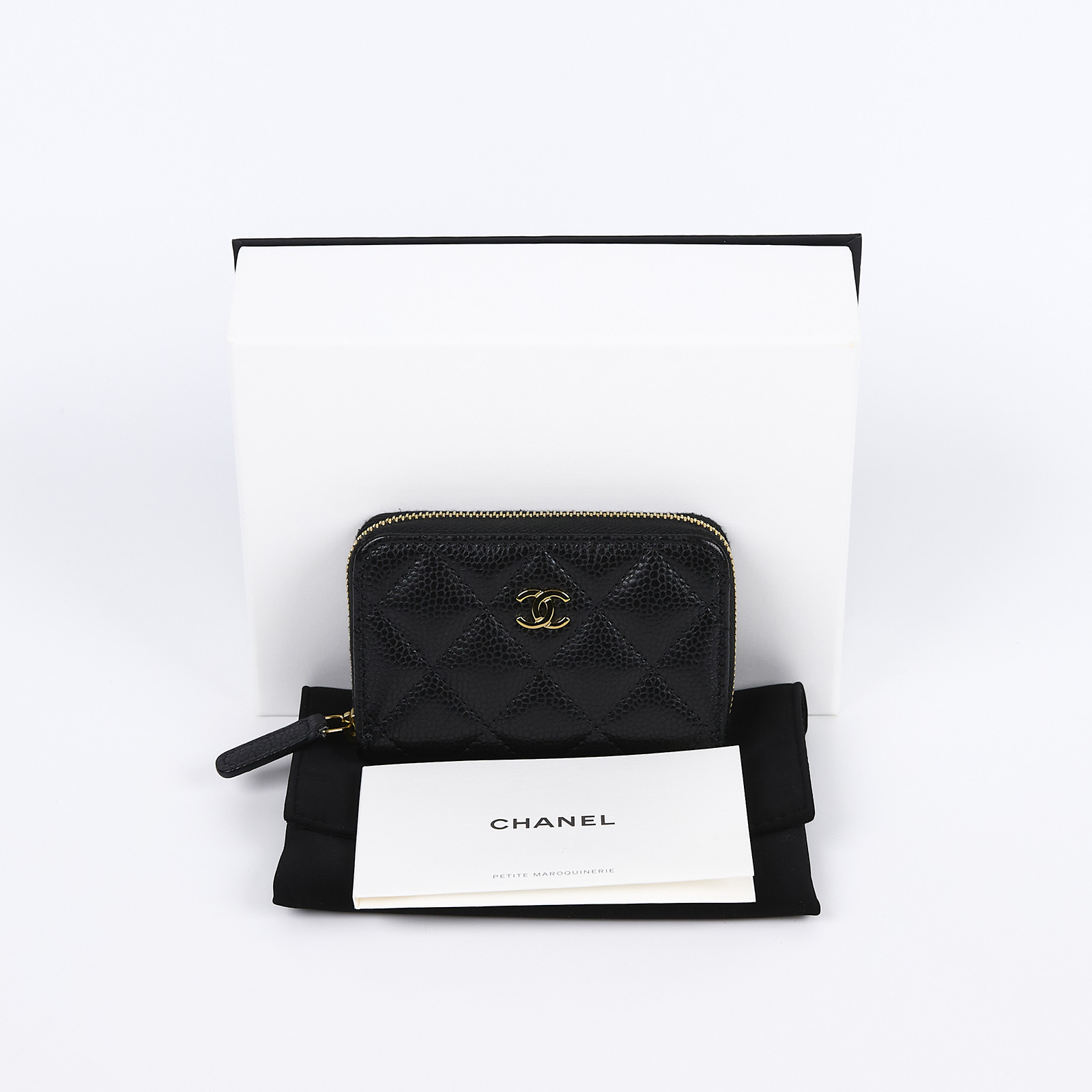 香奈兒 CHANEL 卡片零錢夾 荔枝皮 CC LOGO A69271 晶片款 黑荔枝零錢包 原廠盒子/防塵袋