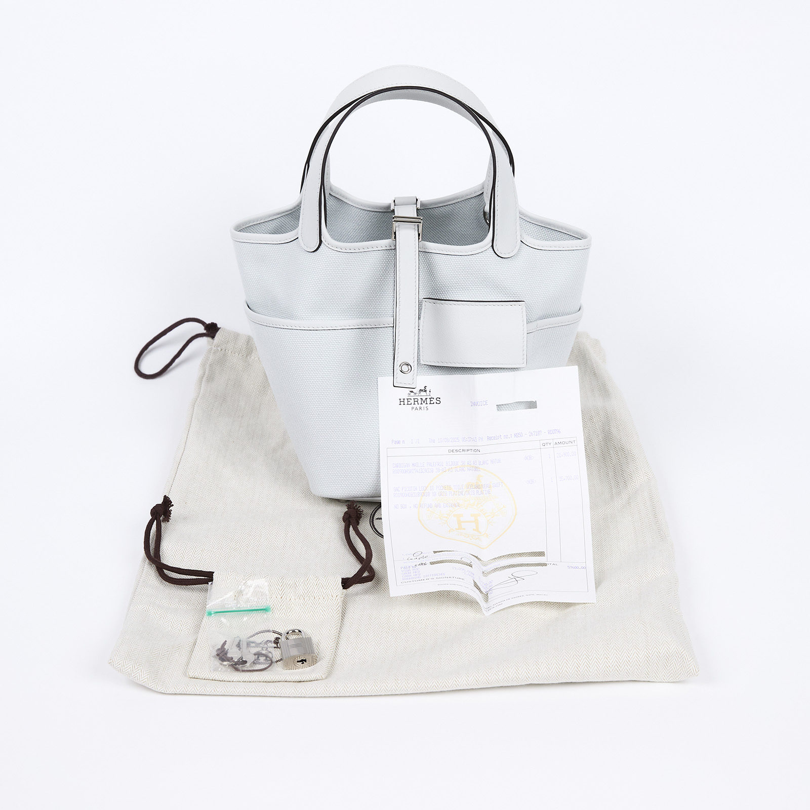 愛馬仕 Hermes Picotin Lock 18 菜籃子包 銀色五金 白金灰 H083189CKBB K刻  防塵袋/鎖組/國外購買證明