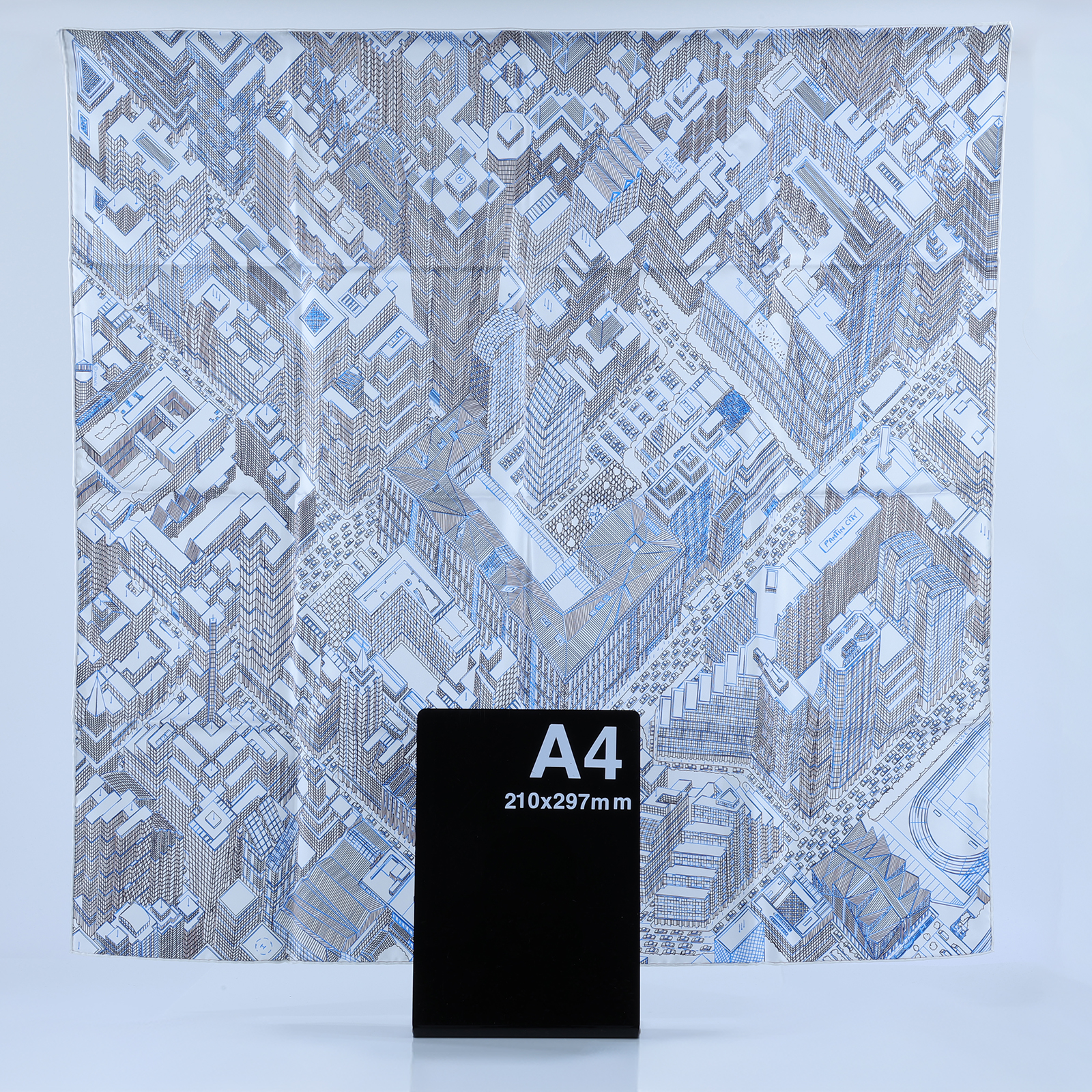 愛馬仕 Hermes Pantin City scarf 90 絲巾   白底藍黑線條絲巾 原廠盒子