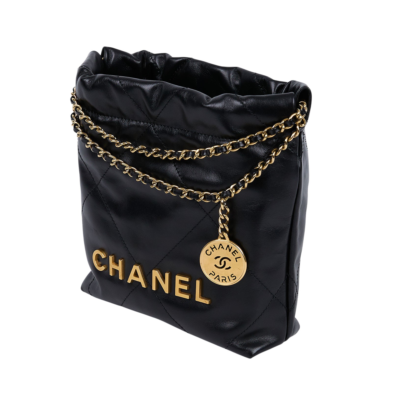 香奈兒 CHANEL 22 迷你 束口包 AS3980 B08037 黑金22包 MINI 防塵袋/原廠盒子/購買證明