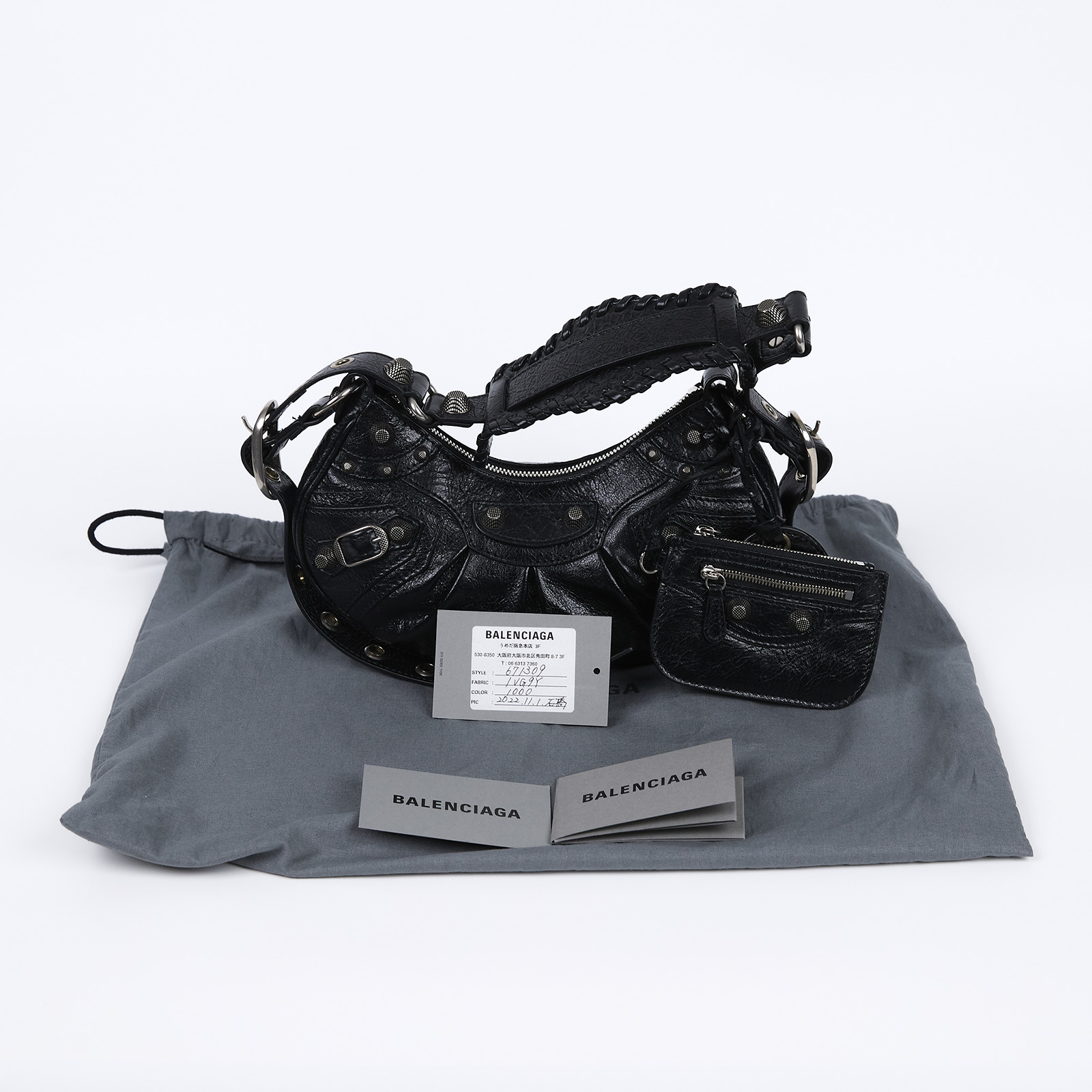 巴黎世家 BALENCIAGA Le cagole XS 半月 可頌包 6713091VG9Y 黑銀LE CAGOLE XS 防塵袋