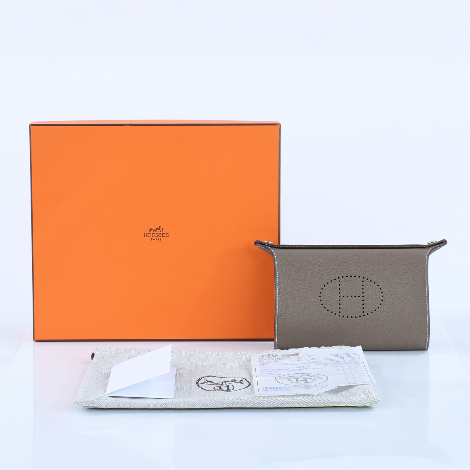 愛馬仕 Hermes Videpoches 肩背包 銀色五金 大象灰 H034283CKAA /B刻  防塵袋/原廠盒子/購買證明