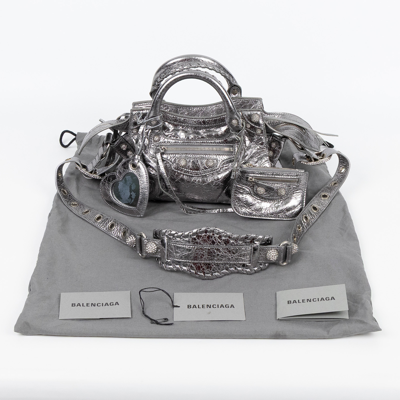 巴黎世家 BALENCIAGA Neo Cagole City 700940210BM 銀色水鑽NEO CAGOLE CITY 　鏡汚 防塵袋