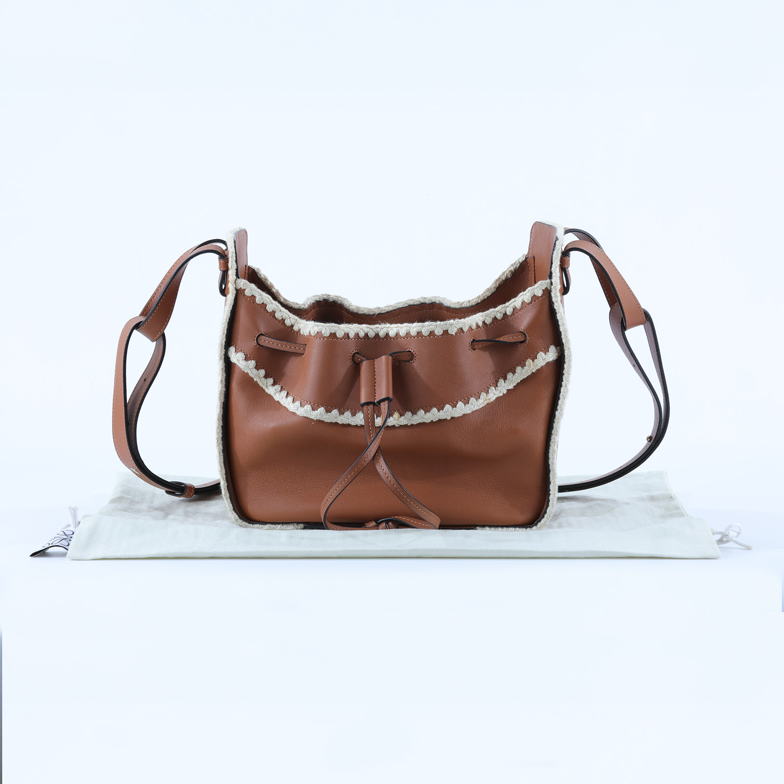 羅意威 LOEWE Small Hammock bag 手提 斜背包 303.28.Z95 焦糖棕拼白邊HAMMOCK SMALL 防塵袋