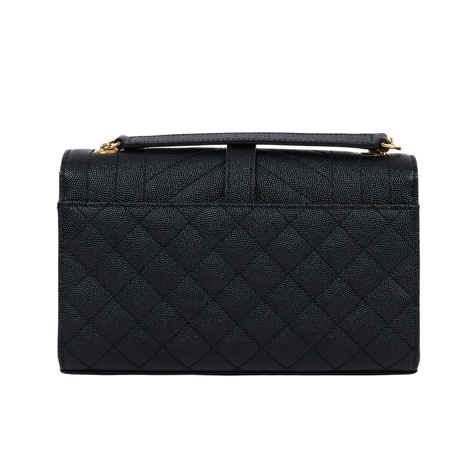 聖羅蘭 YSL SAINT LAURENT Envelope 粒面絎縫皮革 小型 信封袋 600195BOW91 黑金荔枝鍊條信封包 防塵袋/購買證明