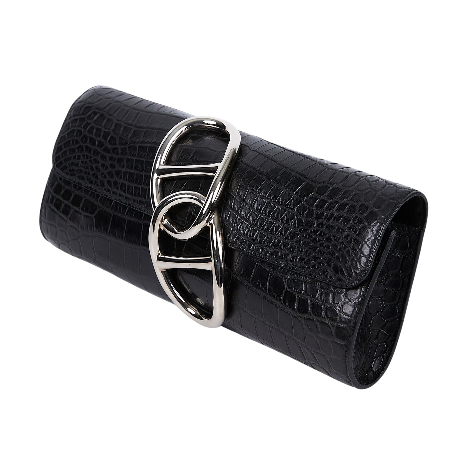 愛馬仕 Hermes Egee Clutch 手拿包  口Q刻 黑鱷魚Egee Clutch 原廠盒子/防塵袋