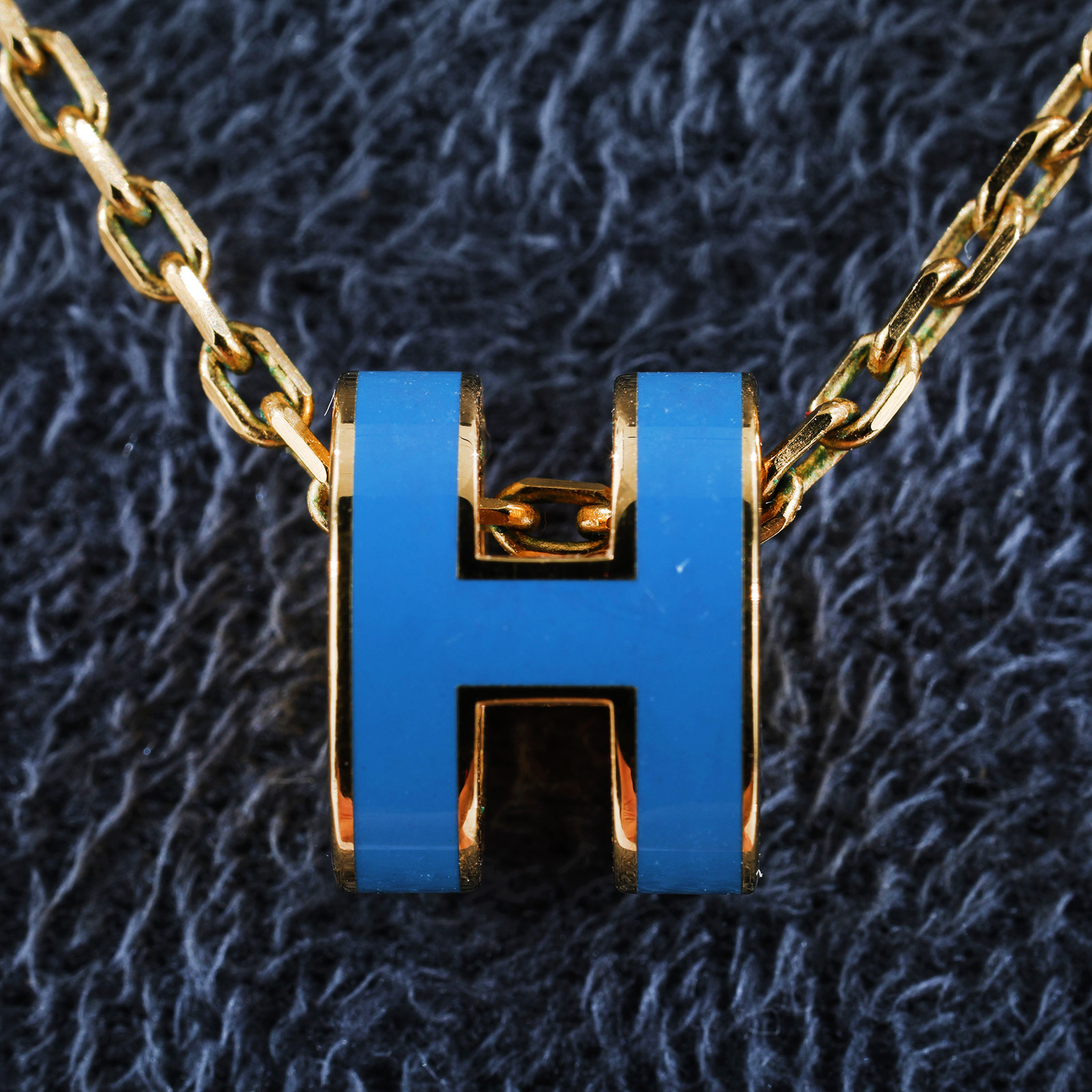 愛馬仕 Hermes Mini Pop H 墜飾 牛仔藍色 H147992Fv73 H147992F/GD 12 12  原廠盒子/防塵袋/購買證明