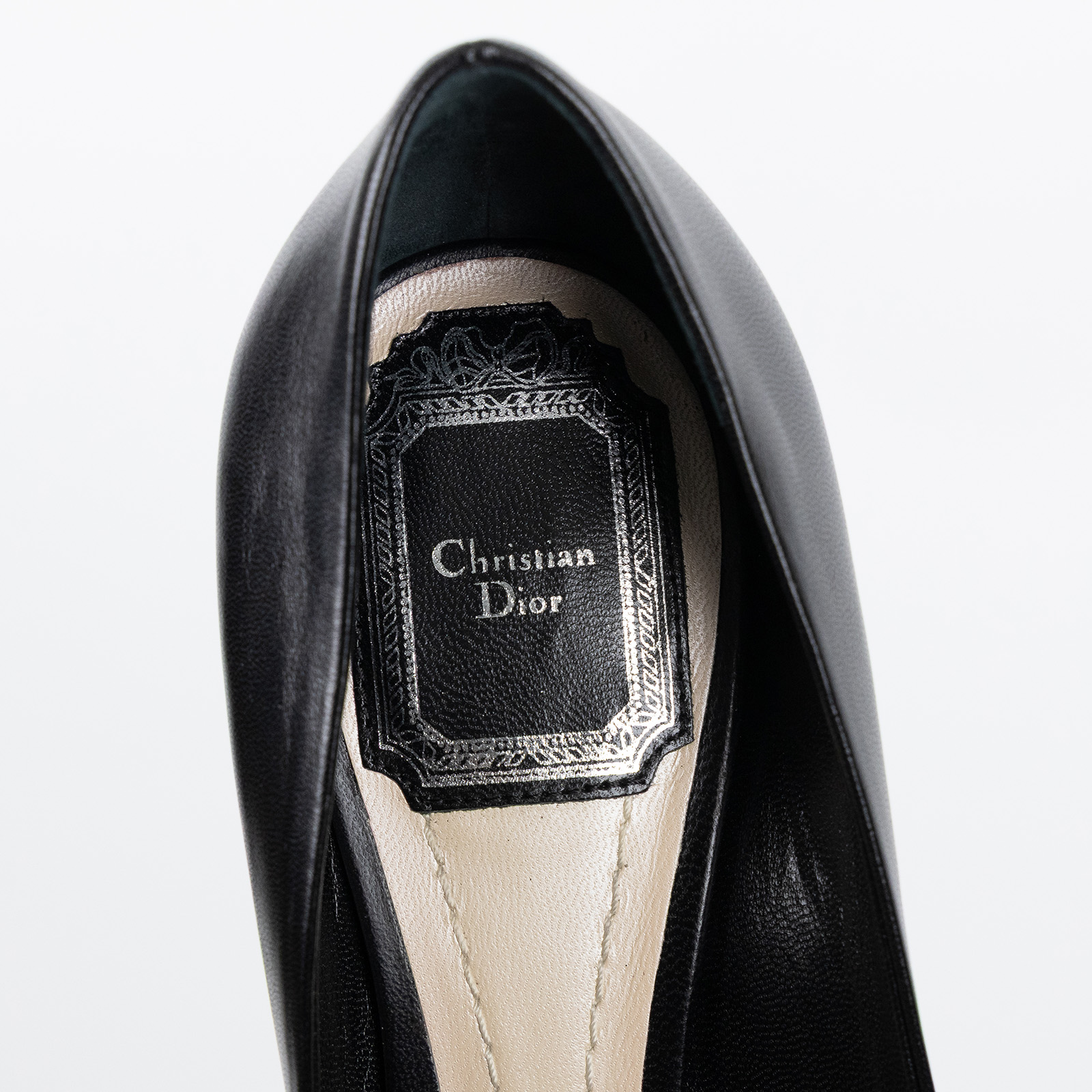 迪奧 CHRISTIAN DIOR 黑色露趾高跟鞋  素黑露趾跟鞋 原廠盒子