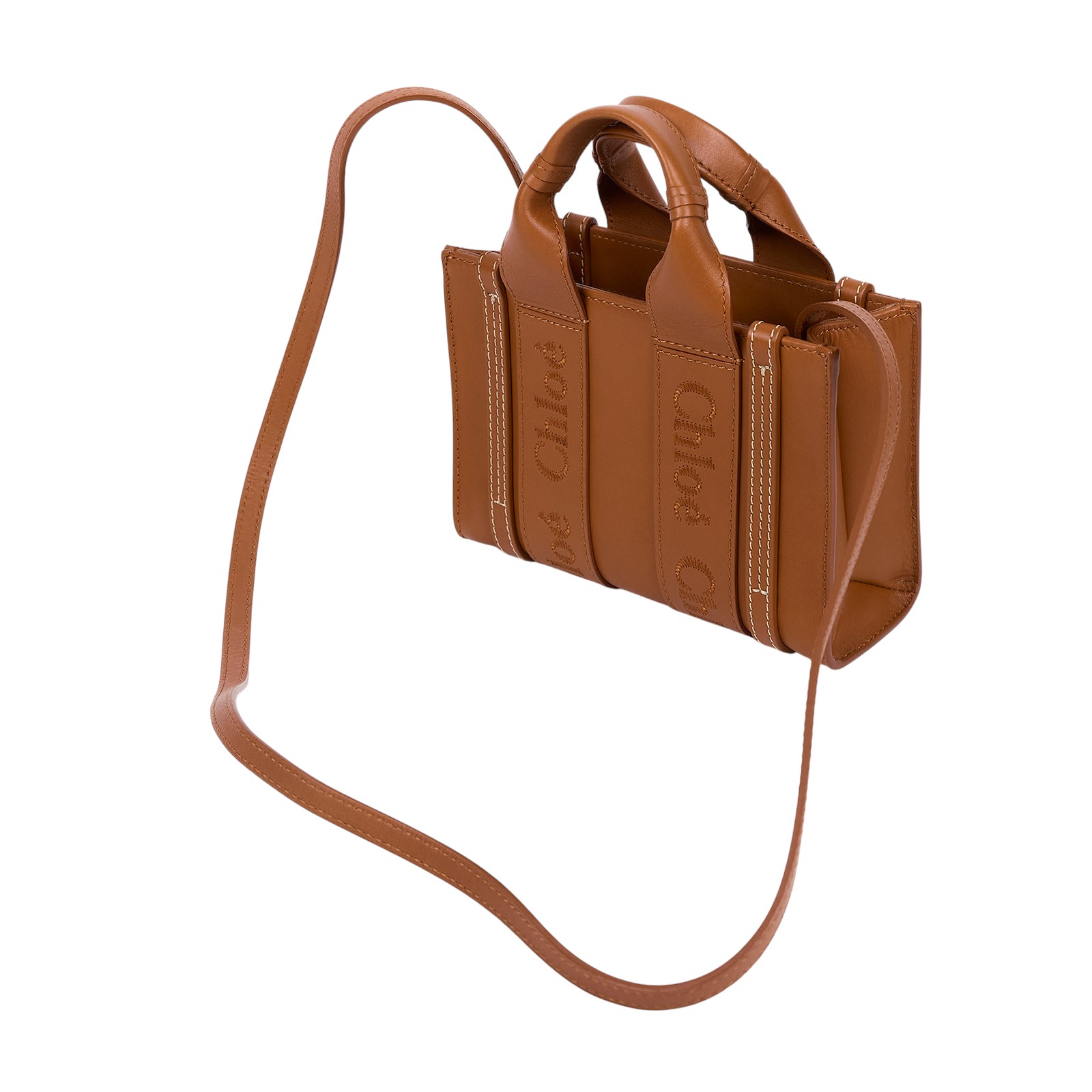 蔻依 CHLOE Mini Woody 手提包 焦糖色 CHC23UP237I60247 焦糖皮革WOODY MINI 防塵袋