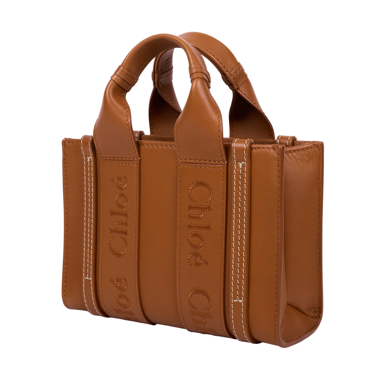 蔻依 CHLOE Mini Woody 手提包 焦糖色 CHC23UP237I60247 焦糖皮革WOODY MINI 防塵袋