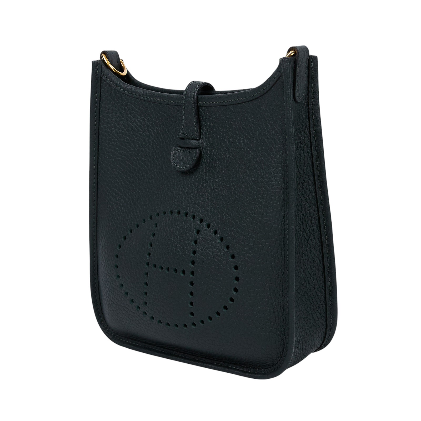 愛馬仕 Hermes Evelyne Bag Mini 伊芙琳包 Evelyne 16 祖母綠 金色五金 H085945CCAW W刻   原廠盒子/防塵袋/購買證明影本